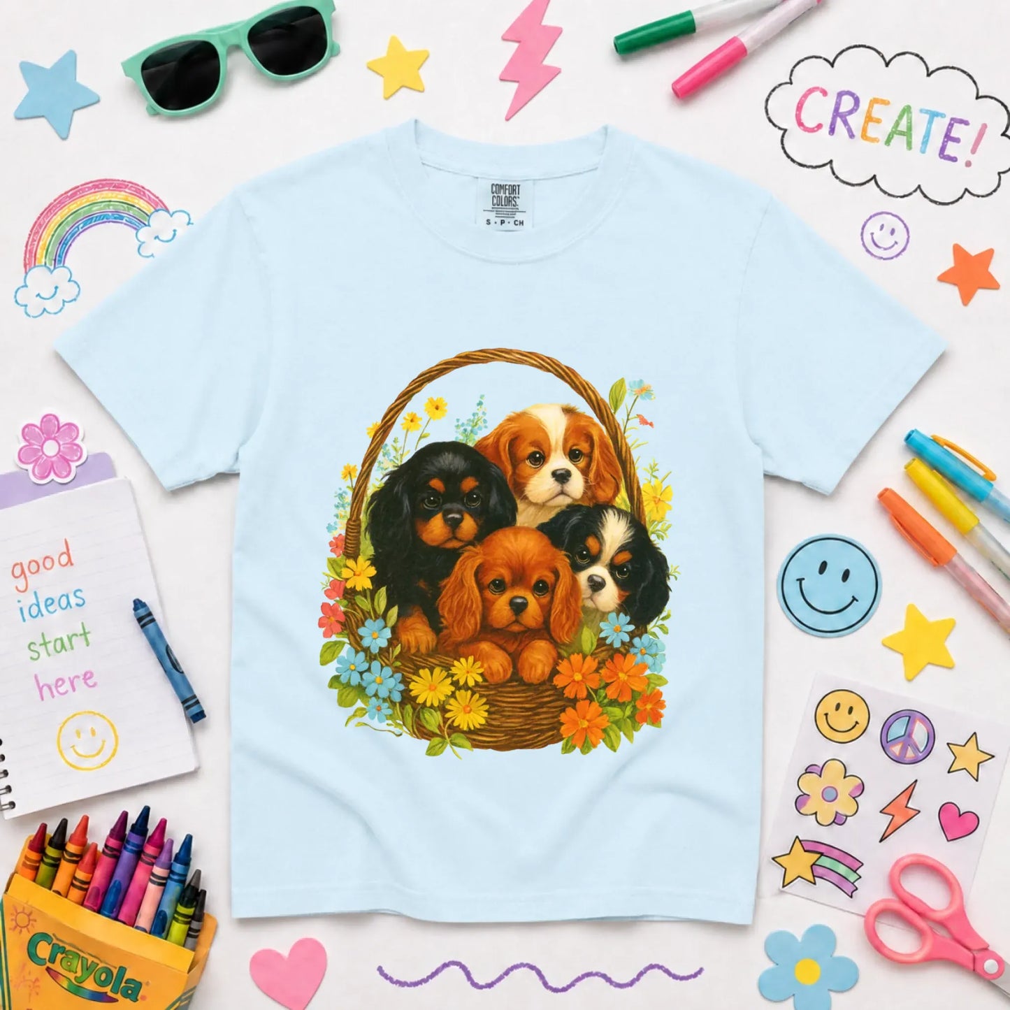 Youth Tshirt Chambray / XS Cavalier Spring Puppy Basket YOUTH Unisex TShirt