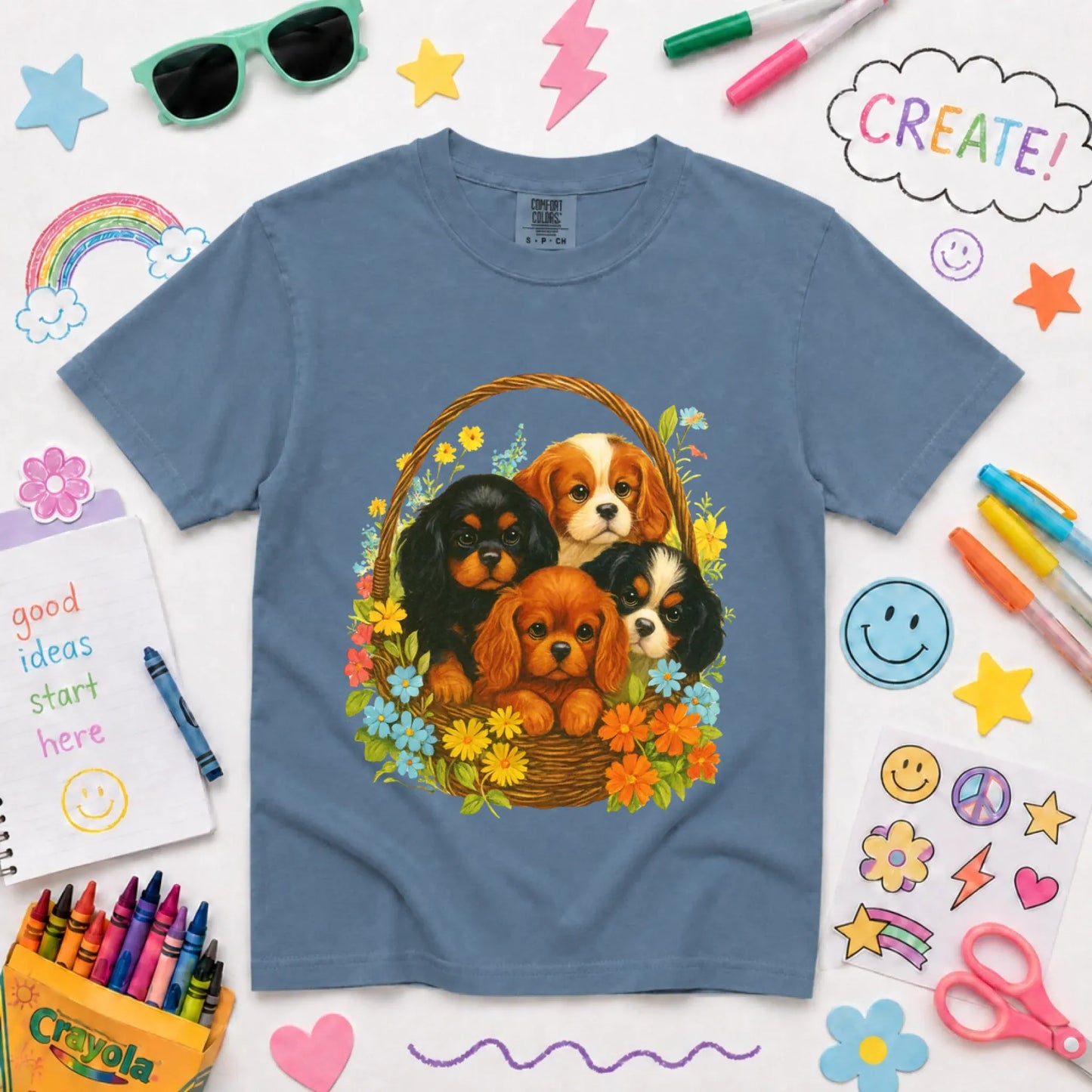 Youth Tshirt Blue Jean / XS Cavalier Spring Puppy Basket YOUTH Unisex TShirt