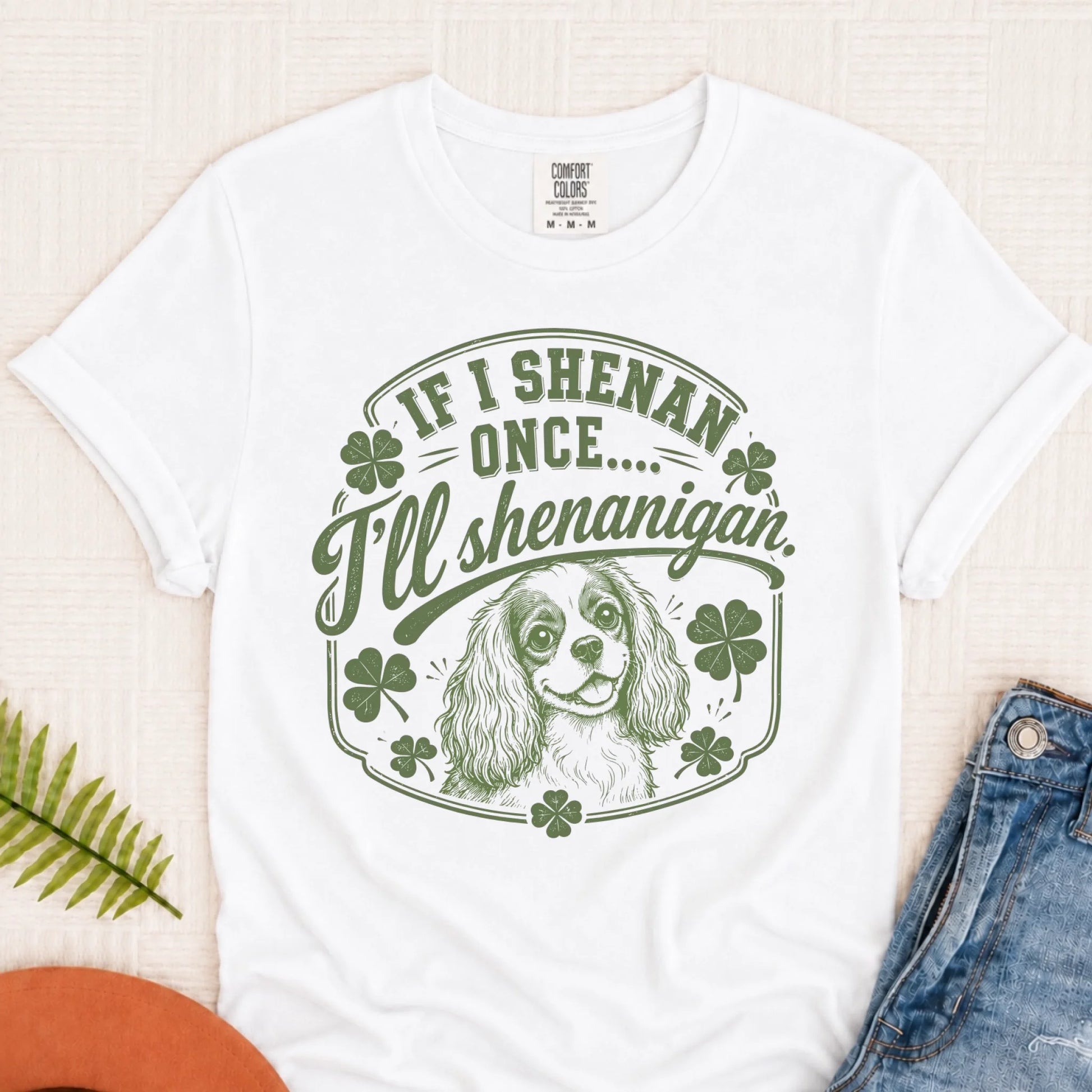 Cavalier St Patricks Day Shenanigans Unisex Tshirt White