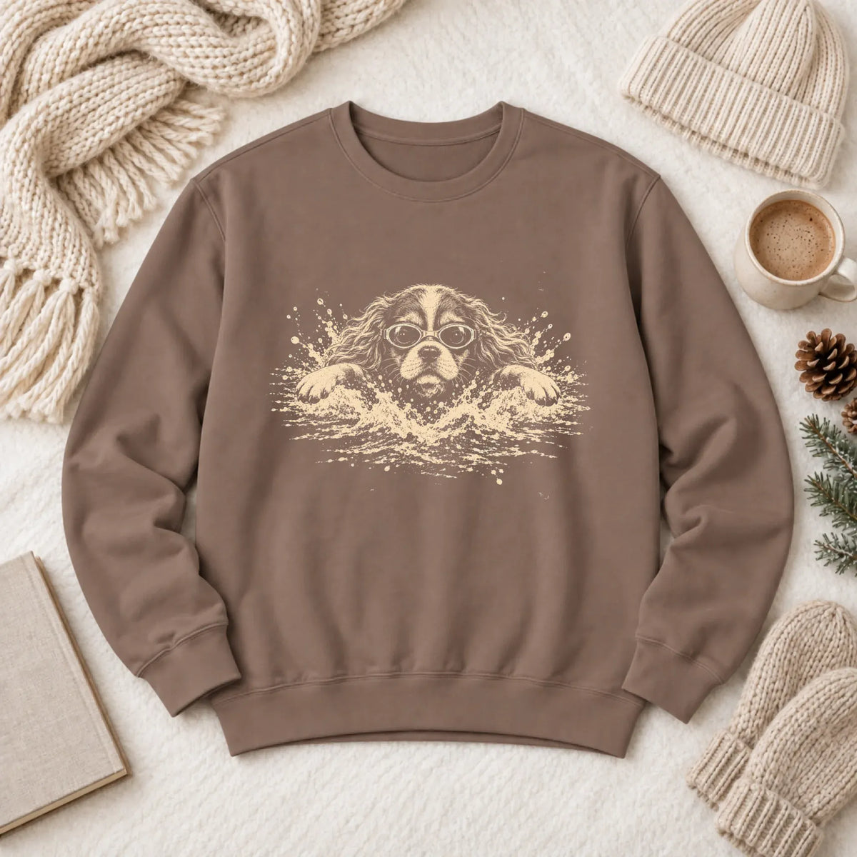 Cavalier Swimming Pool Swimmer Unisex Sweatshirt Espresso