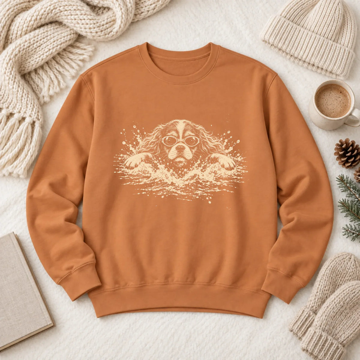 Cavalier Swimming Pool Swimmer Unisex Sweatshirt Yam