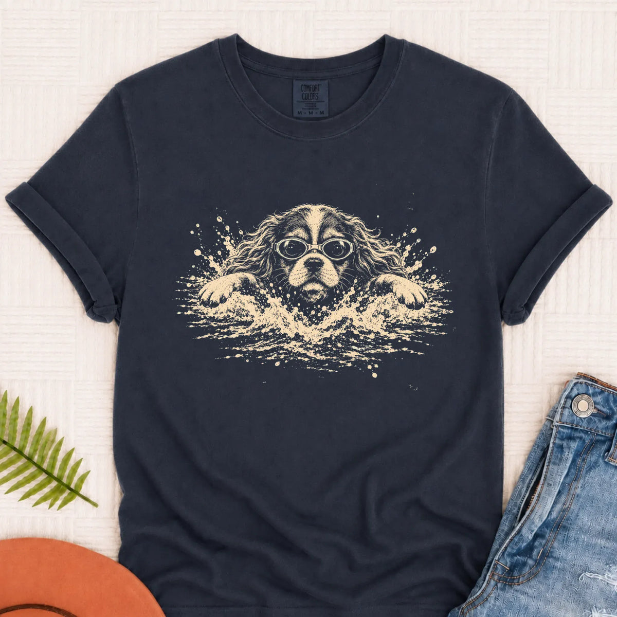 Cavalier Swimming Pool Swimmer Unisex TShirt Navy