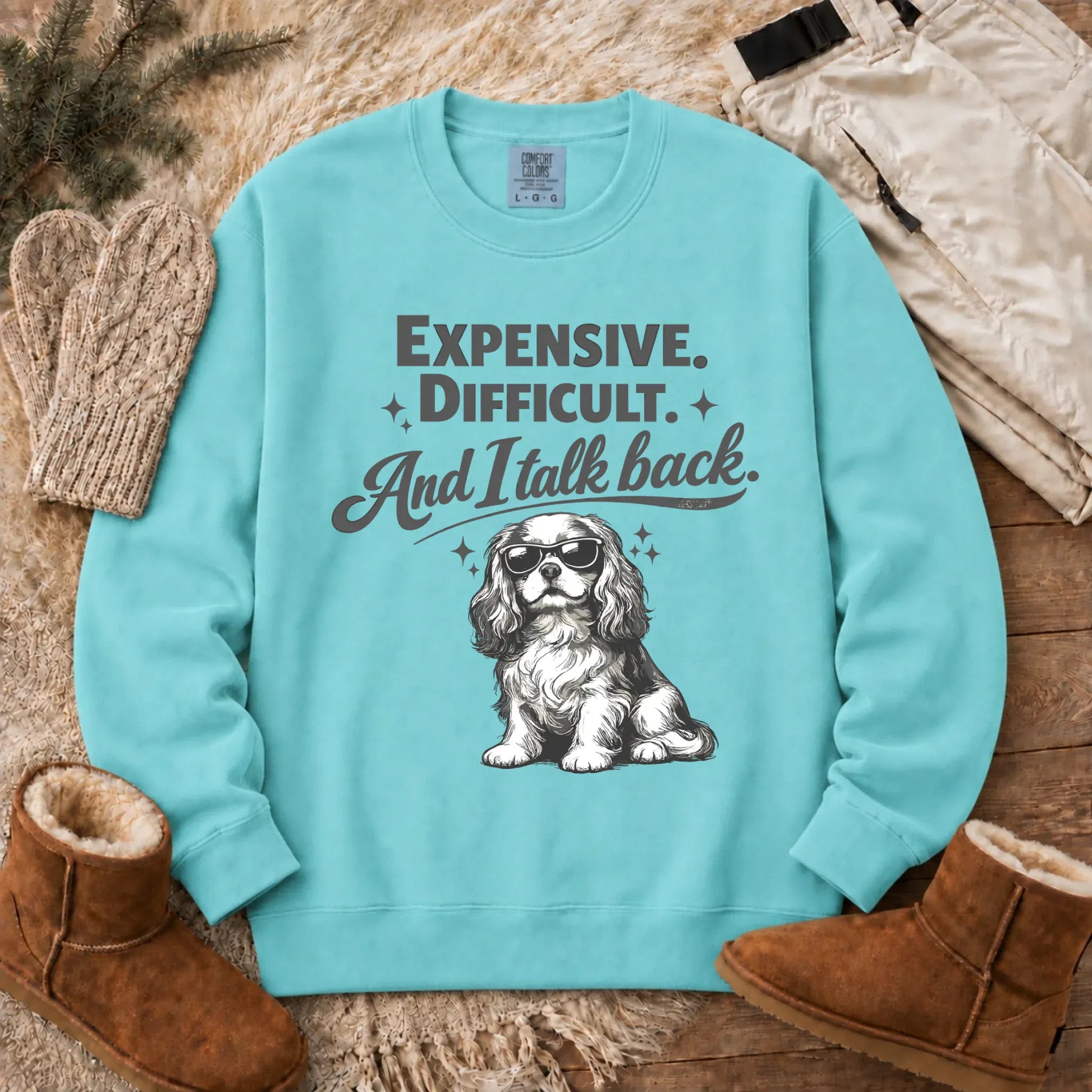 Cavalier Talk Back Funny Unisex Sweatshirt Chalky Mint