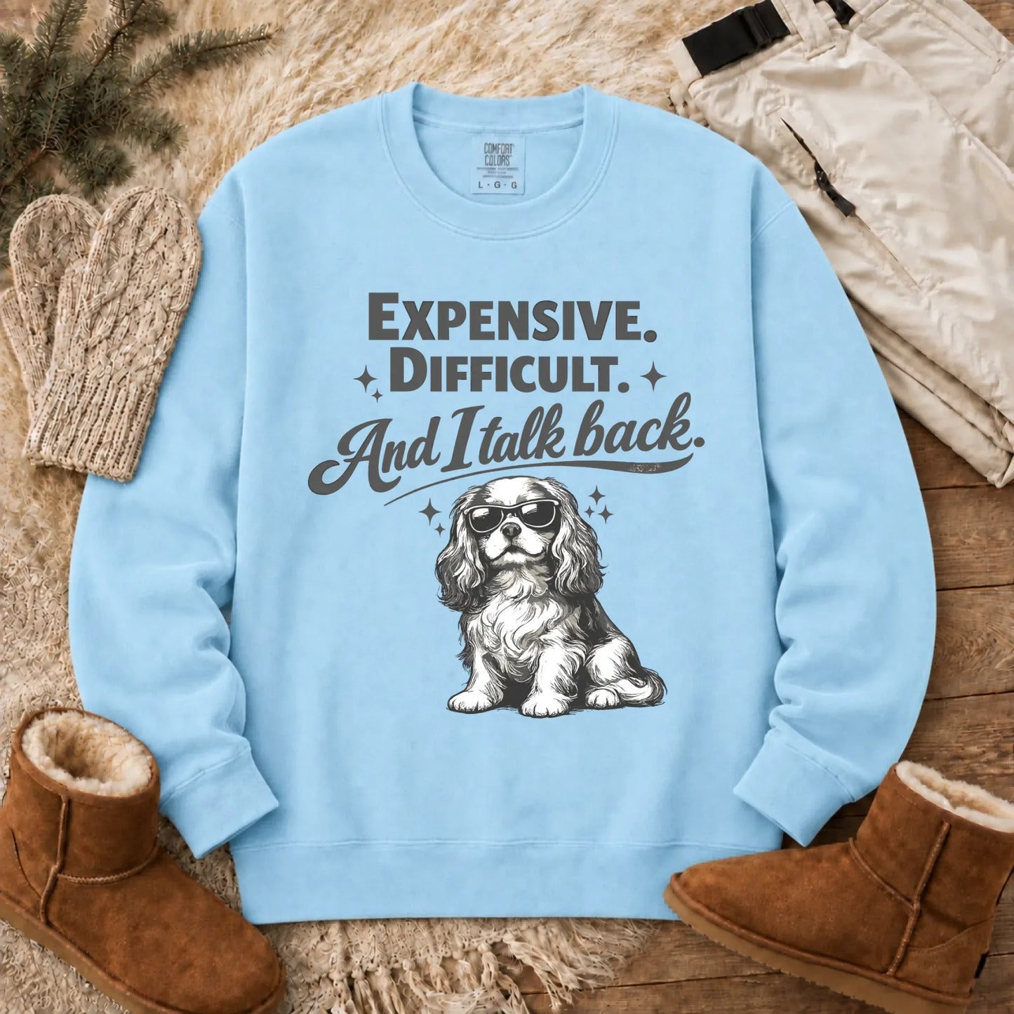Cavalier Talk Back Funny Unisex Sweatshirt Chambray