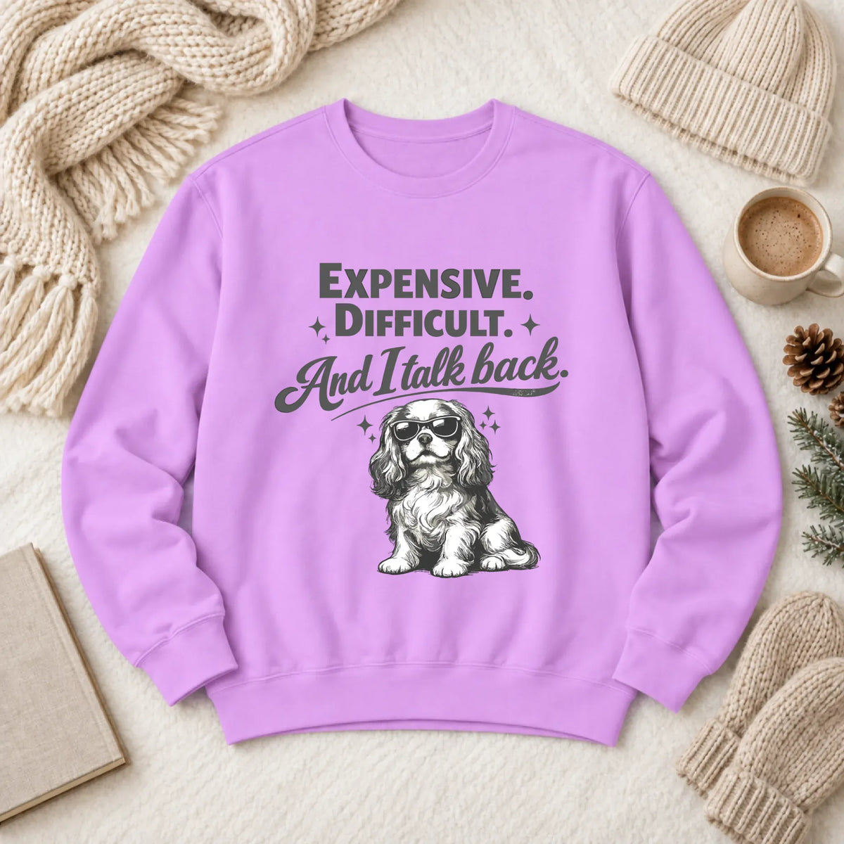 Cavalier Talk Back Funny Unisex Sweatshirt Neon Violet