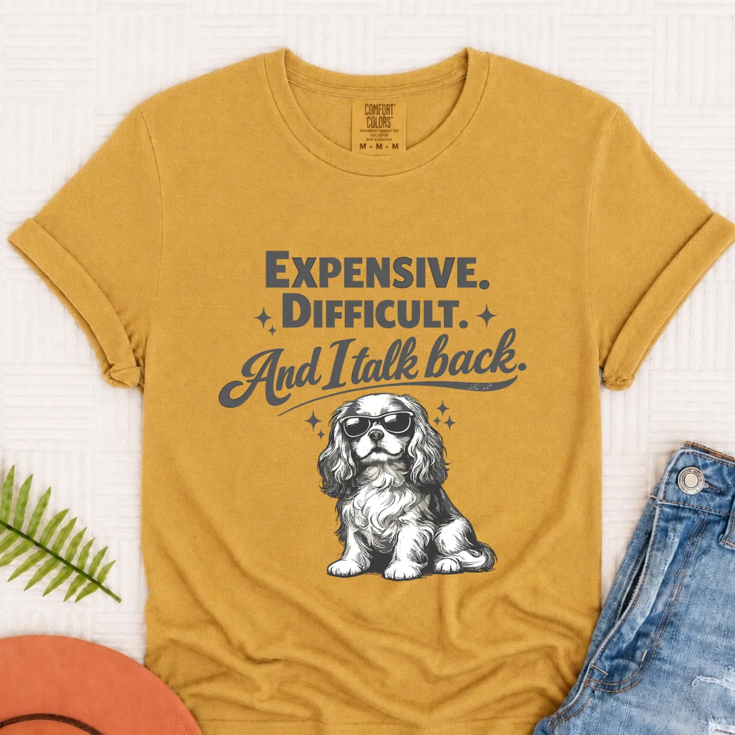 Cavalier Talk Back Funny Unisex TShirt Mustard
