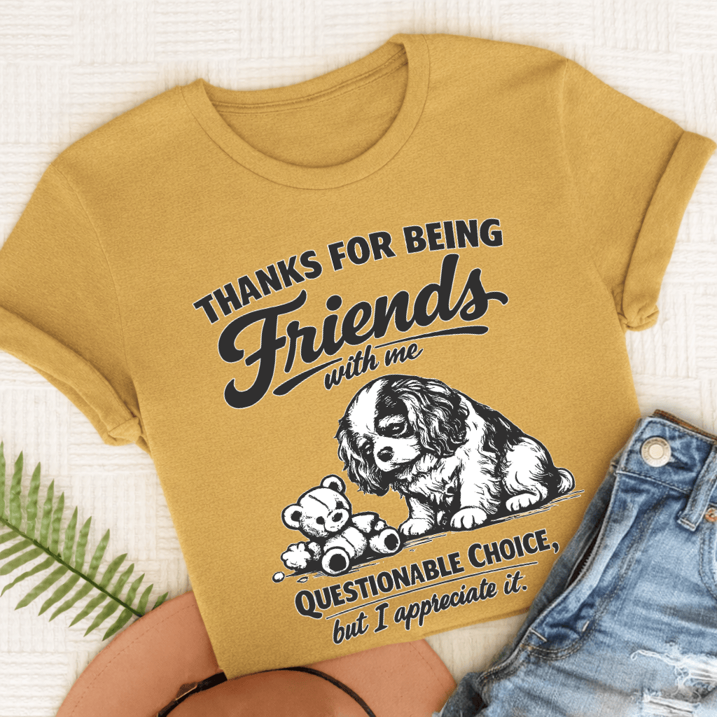 Cavalier Thanks Friends Unisex TShirt Comfort Colors Mustard