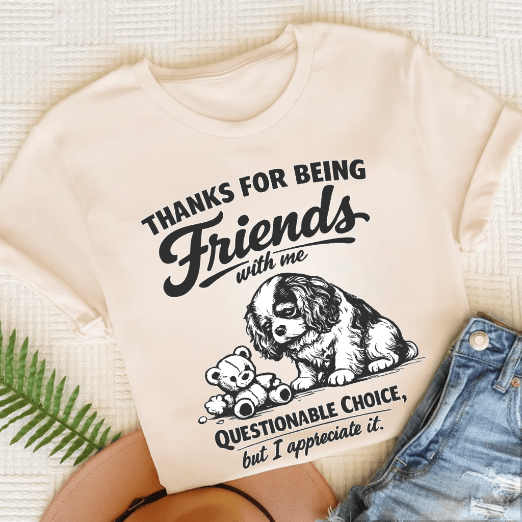 Cavalier Thanks Friends Unisex TShirt Natural