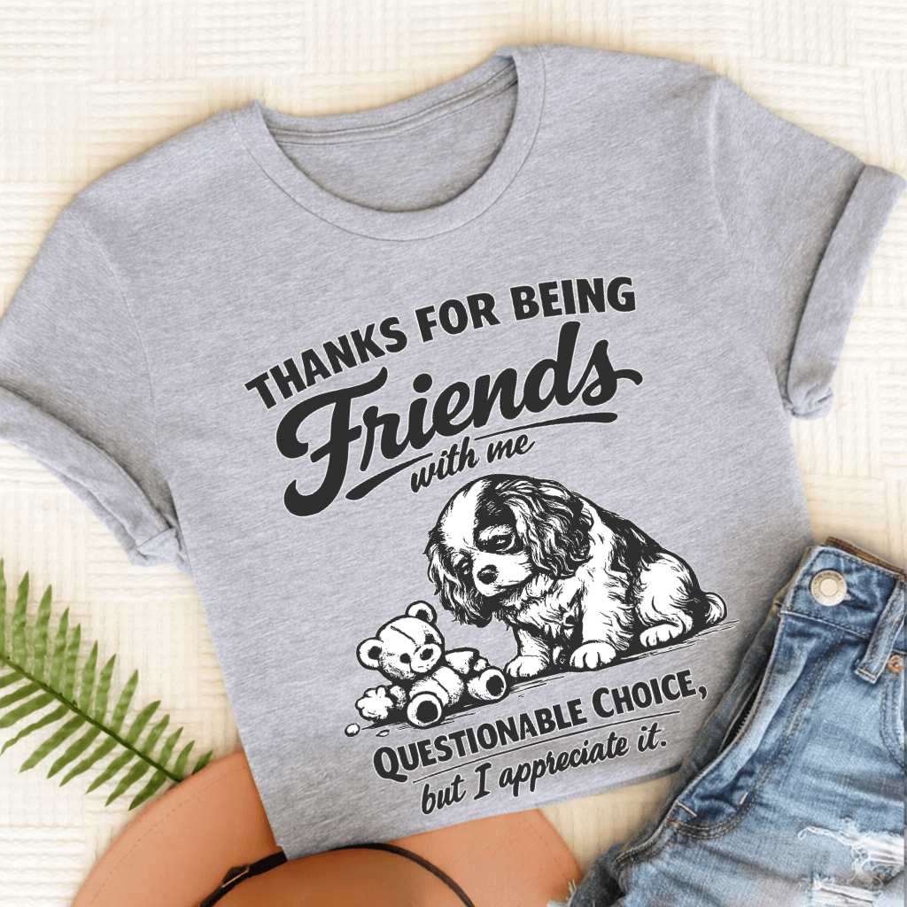 Cavalier Thanks Friends Unisex TShirt Sport Grey