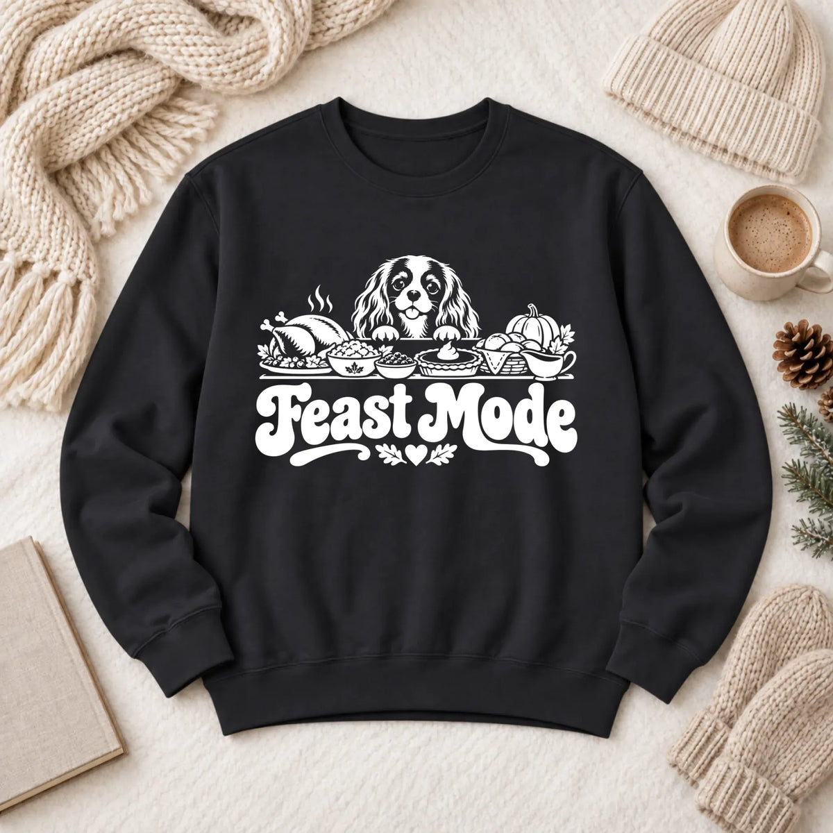 Cavalier Thanksgiving Holiday Feast Unisex Sweatshirt 1466 LW Sweatshirt Dark Black