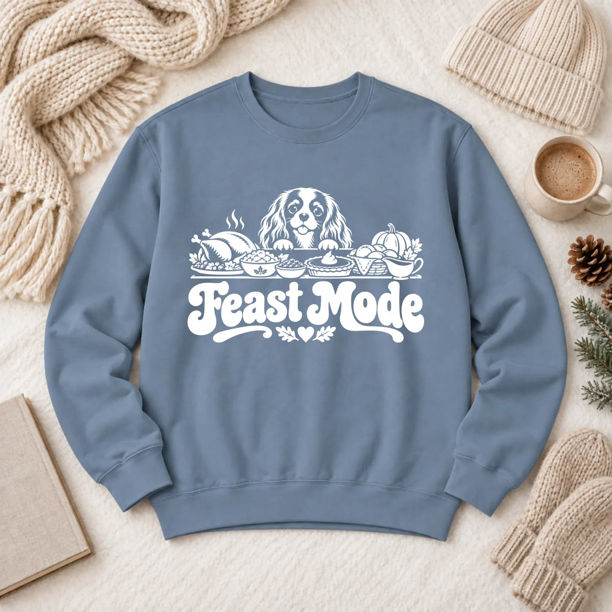 Cavalier Thanksgiving Holiday Feast Unisex Sweatshirt 1466 LW Sweatshirt Dark Blue Jean