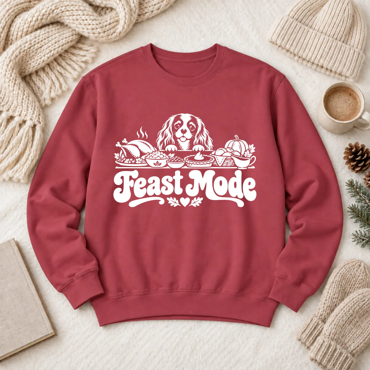 Cavalier Thanksgiving Holiday Feast Unisex Sweatshirt 1466 LW Sweatshirt Dark Crimson