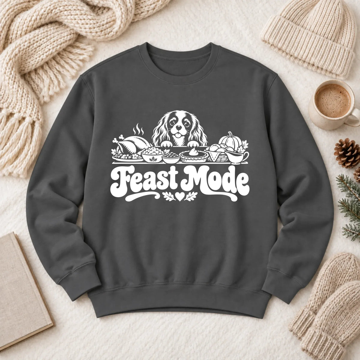 Cavalier Thanksgiving Holiday Feast Unisex Sweatshirt 1466 LW Sweatshirt Dark Pepper