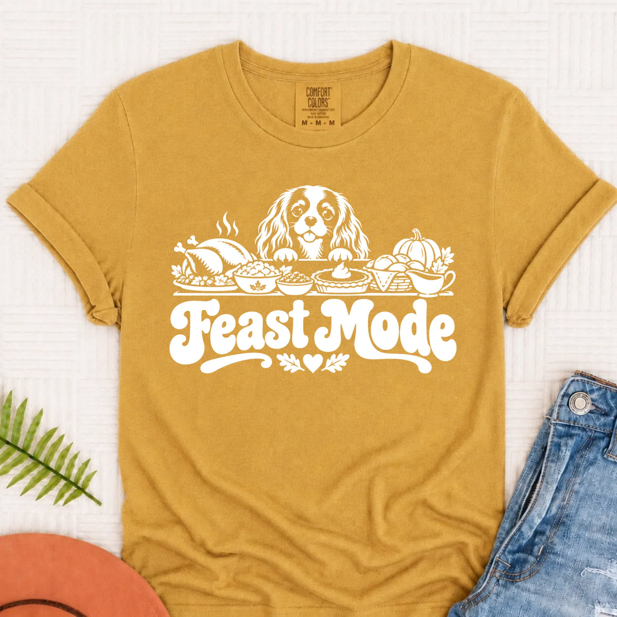 Cavalier Thanksgiving Holiday Feast Unisex TShirt Mustard