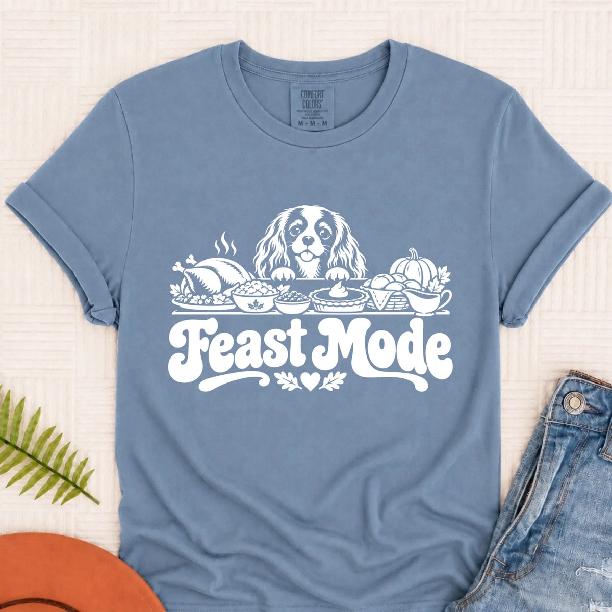 Cavalier Thanksgiving Holiday Feast Unisex TShirt Blue Jean