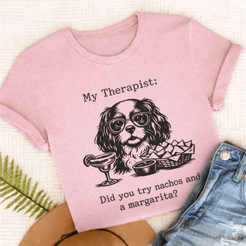 Cavalier Therapist Nachos Unisex TShirt Comfort Colors Blossom
