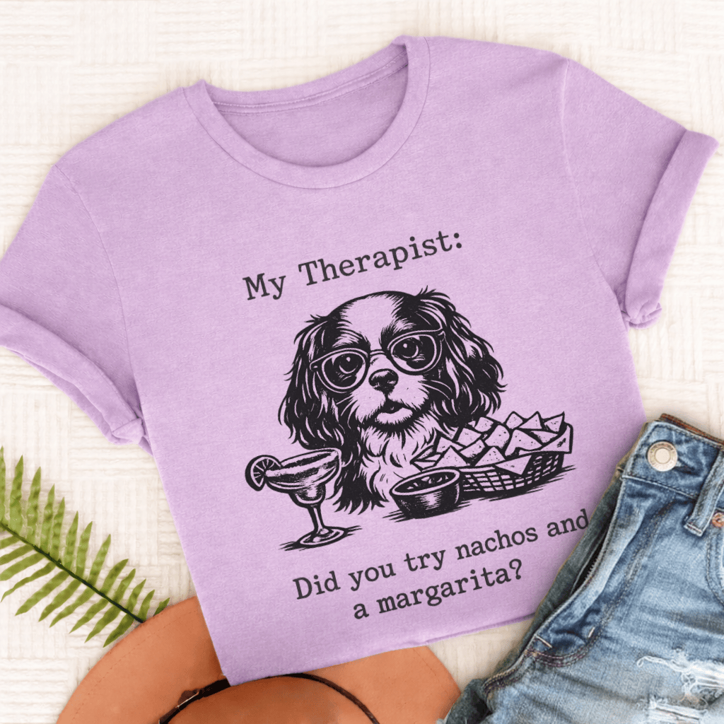 Cavalier Therapist Nachos Unisex TShirt Comfort Colors Orchid