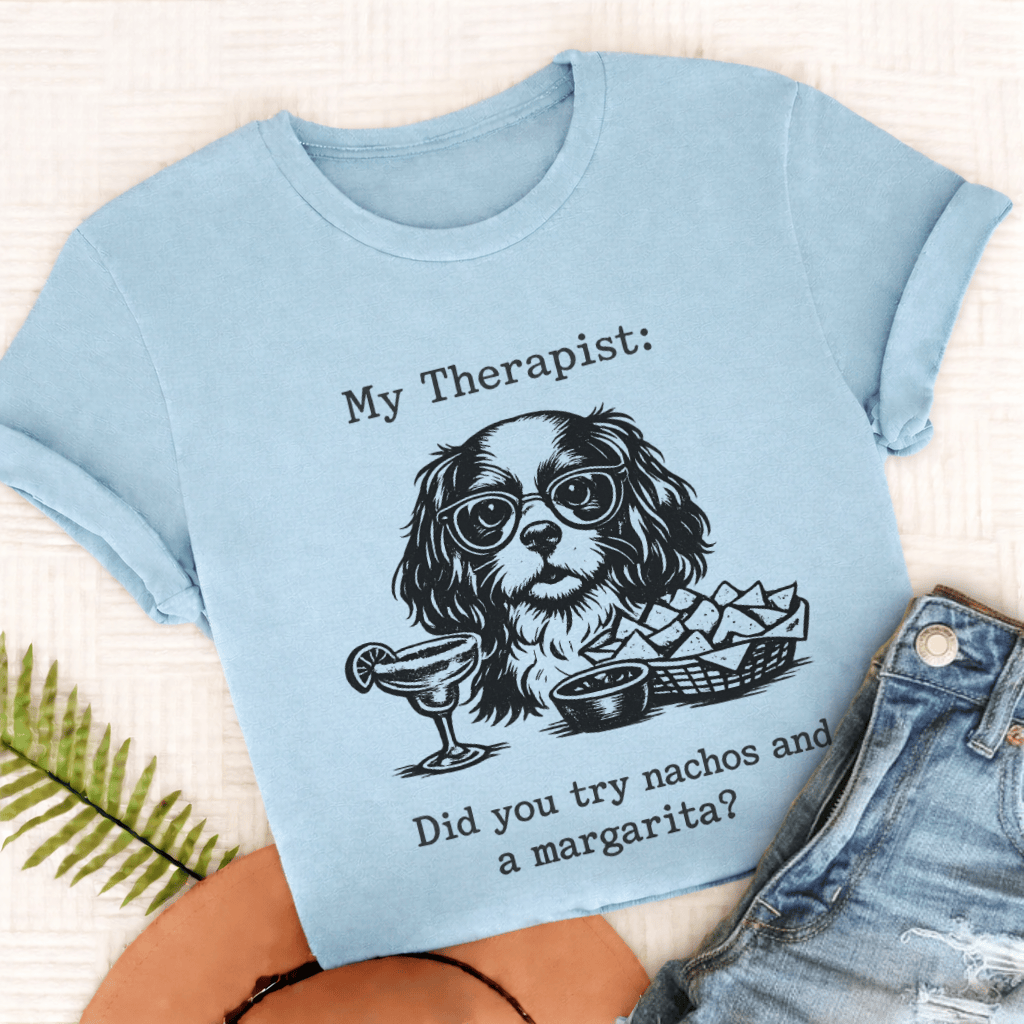 Cavalier Therapist Nachos Unisex TShirt Comfort Colors Chambray