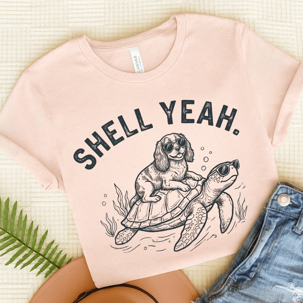 Cavalier Turtle Ocean Unisex TShirt Soft Pink