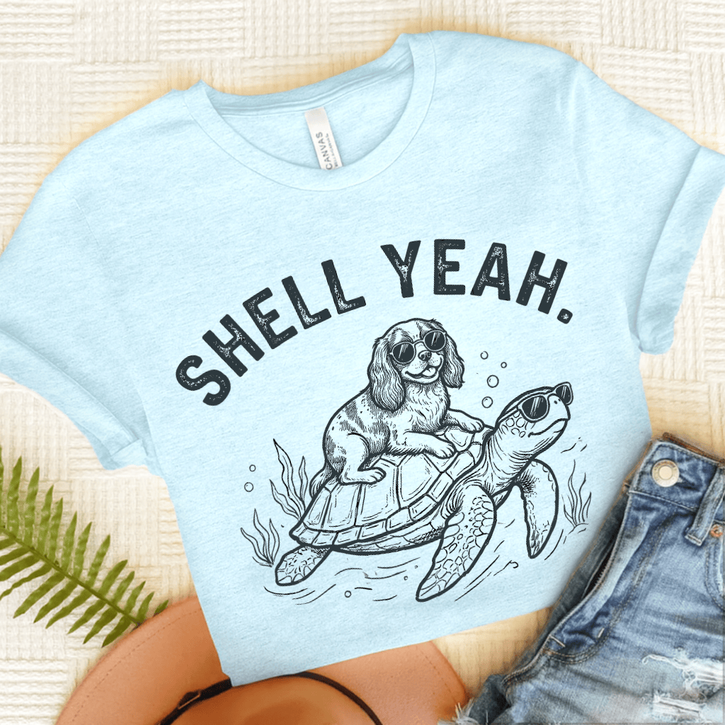 Cavalier Turtle Ocean Unisex TShirt Heather Ice Blue