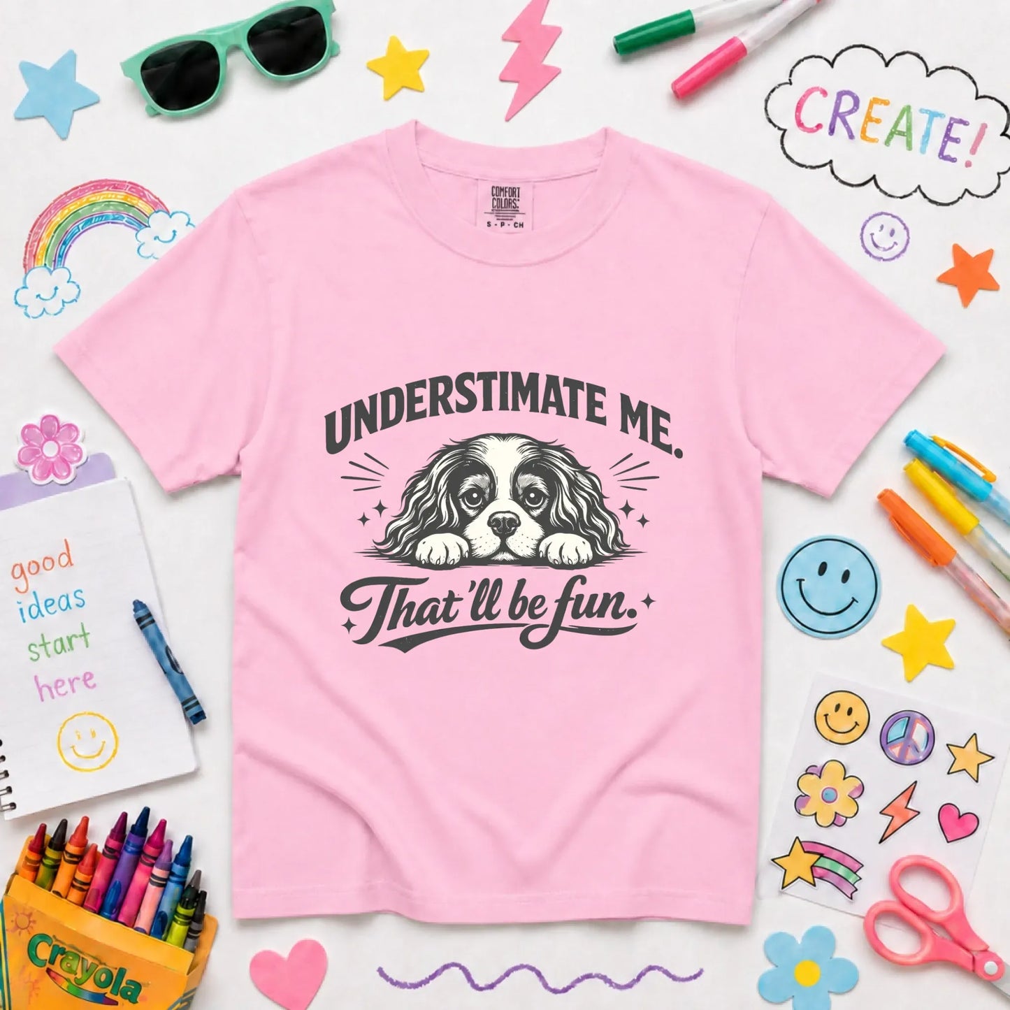 Cavalier Underestimate Me Snark Unisex YOUTH TShirt Blossom