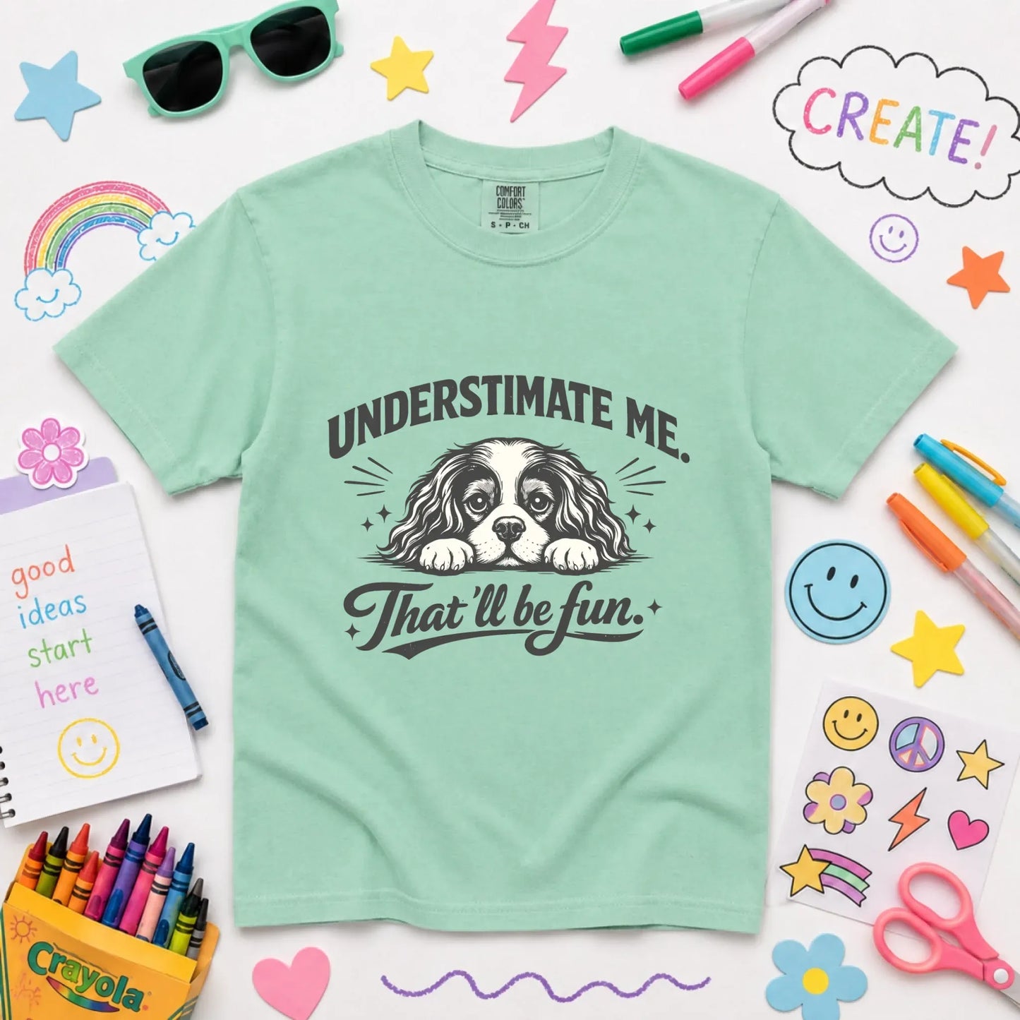 Cavalier Underestimate Me Snark Unisex YOUTH TShirt Island Reef