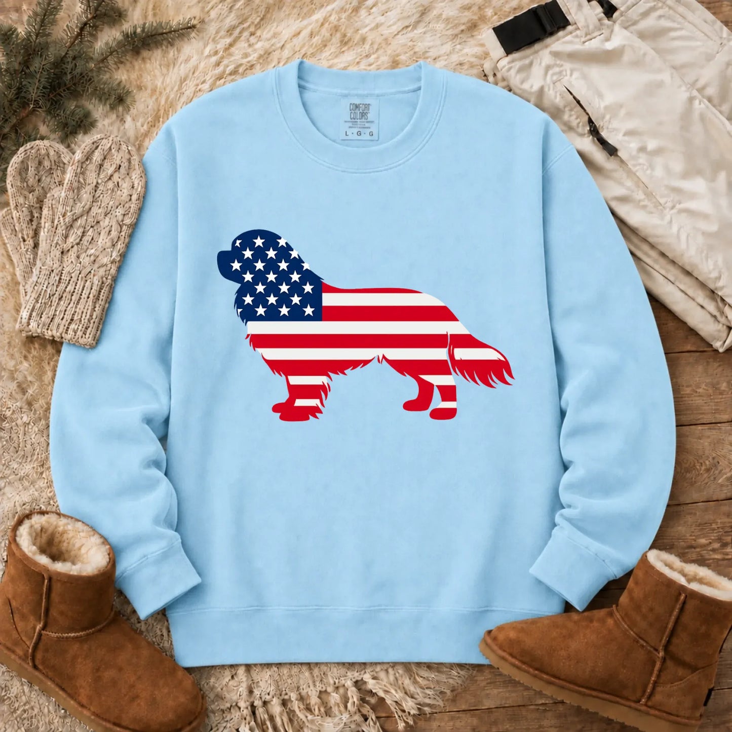 Cavalier US American Flag Silhouette Unisex Sweatshirt Chambray