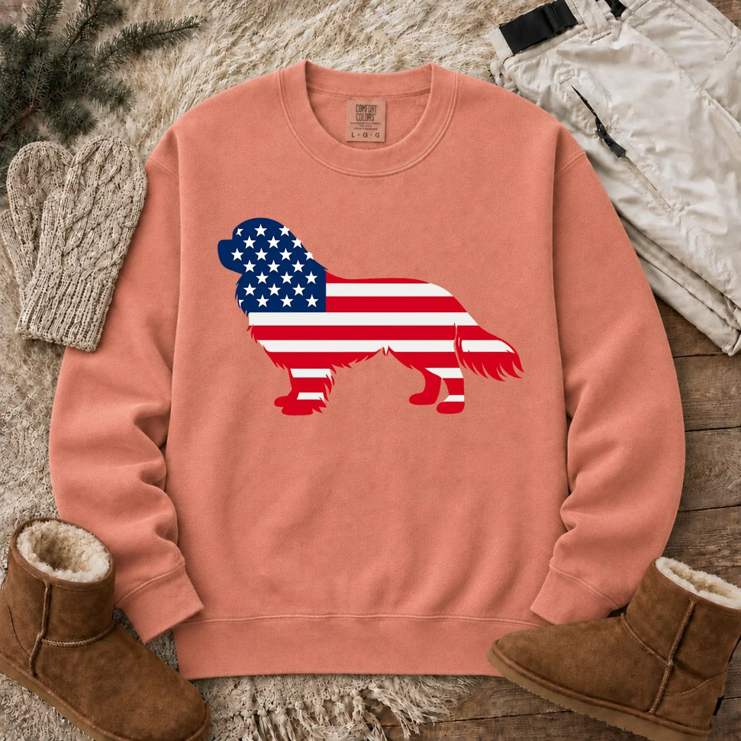 Cavalier US American Flag Silhouette Unisex Sweatshirt Terracotta