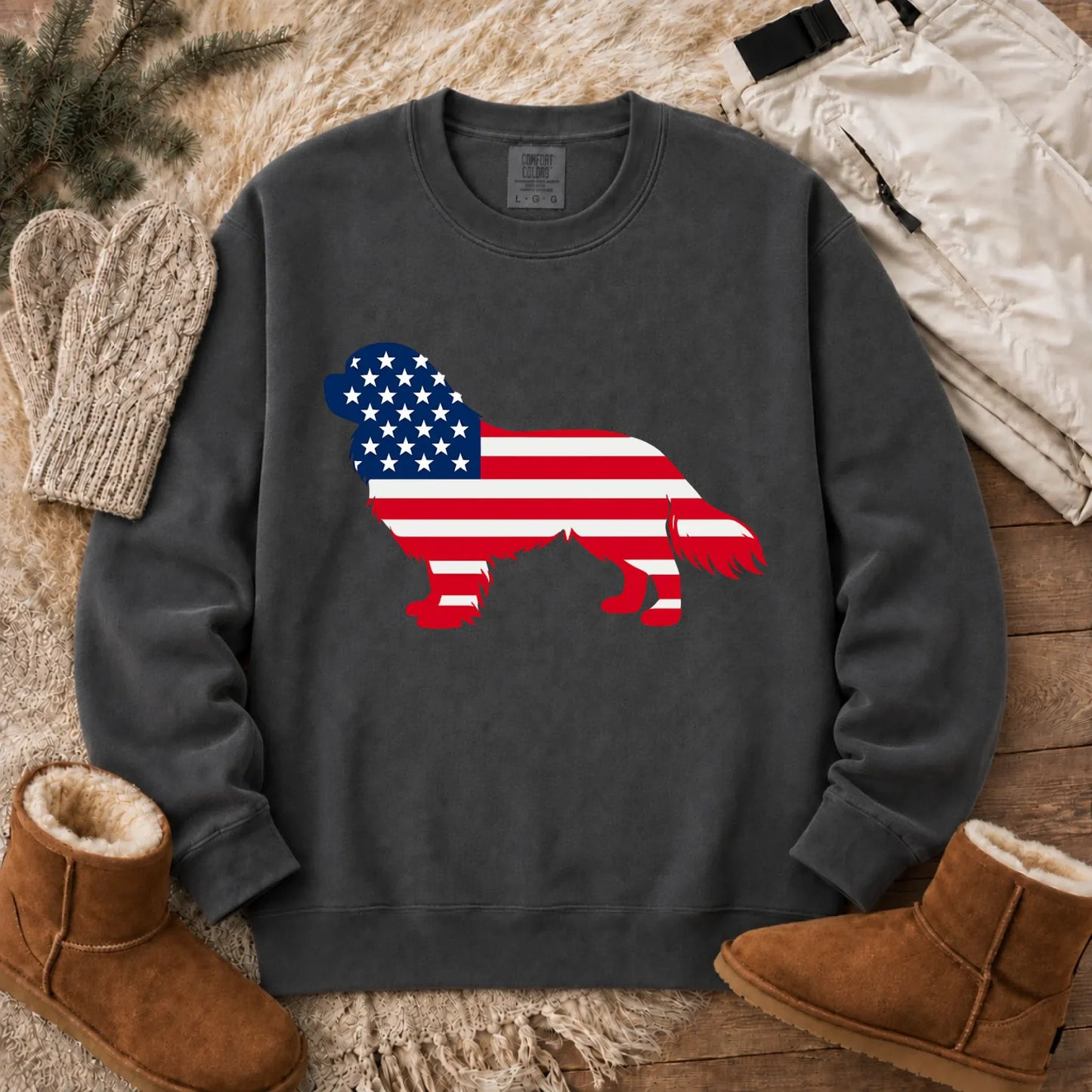 Cavalier US American Flag Silhouette Unisex Sweatshirt Pepper