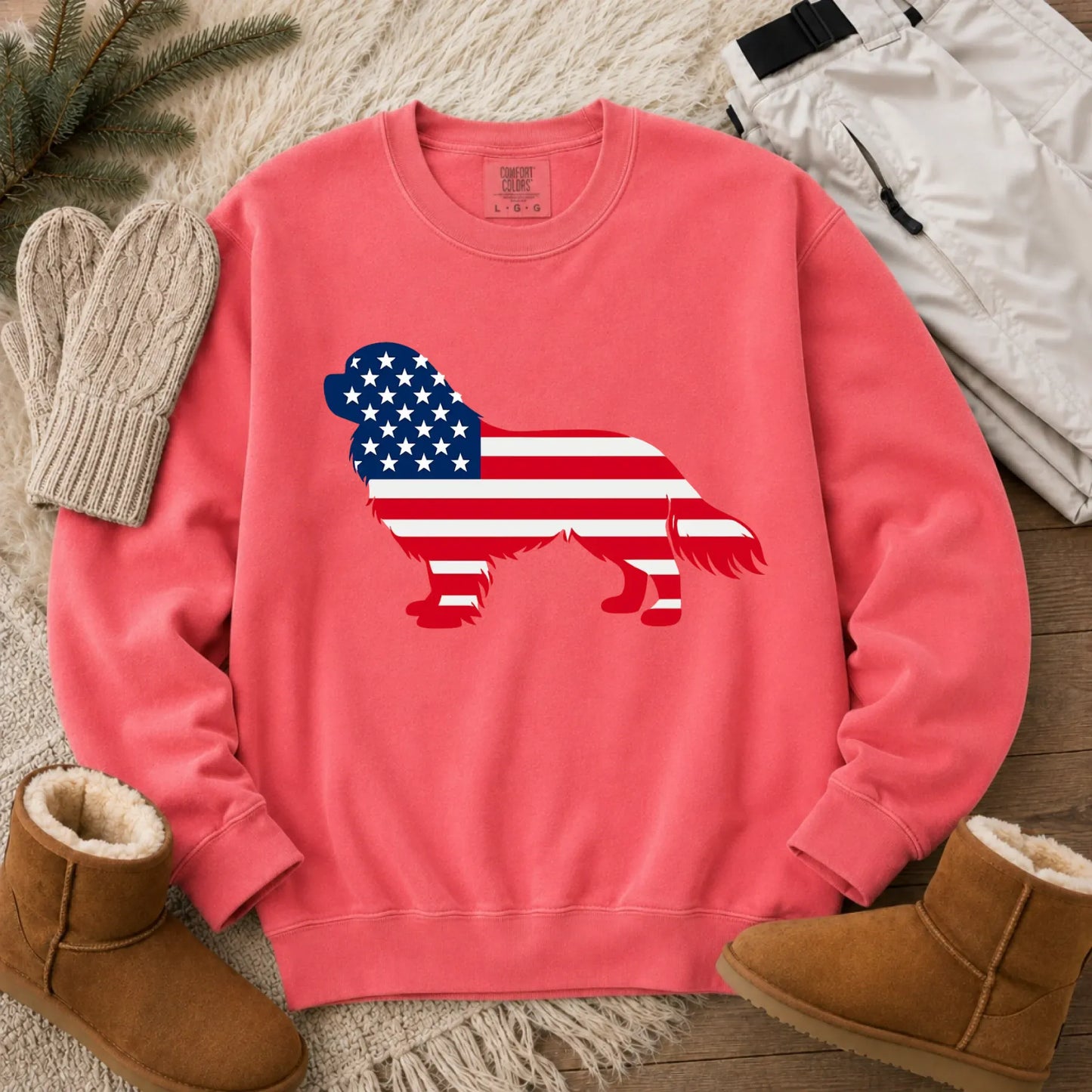 Cavalier US American Flag Silhouette Unisex Sweatshirt Watermelon