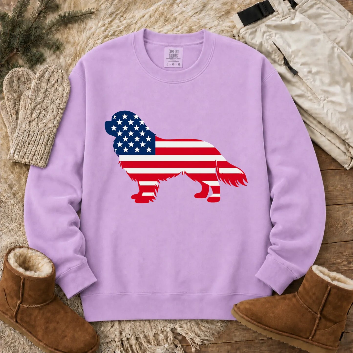 Cavalier US American Flag Silhouette Unisex Sweatshirt Orchid
