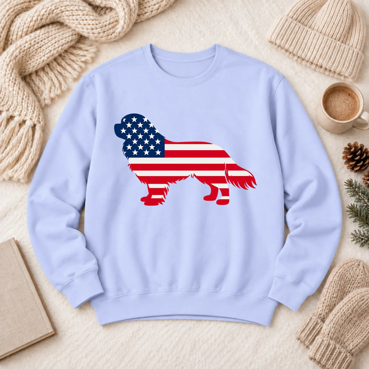 Cavalier US American Flag Silhouette Unisex Sweatshirt Hydrangea