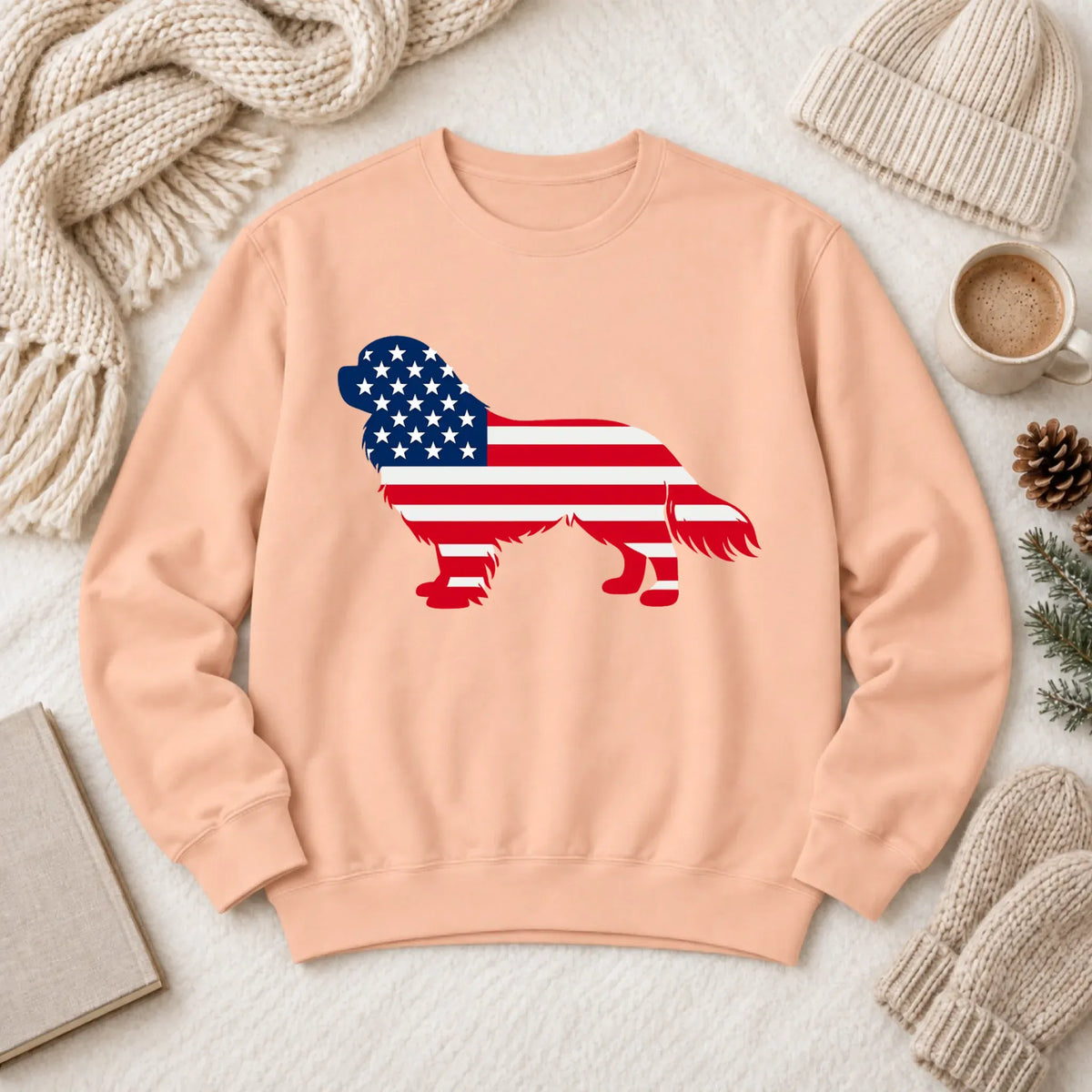 Cavalier US American Flag Silhouette Unisex Sweatshirt Peachy
