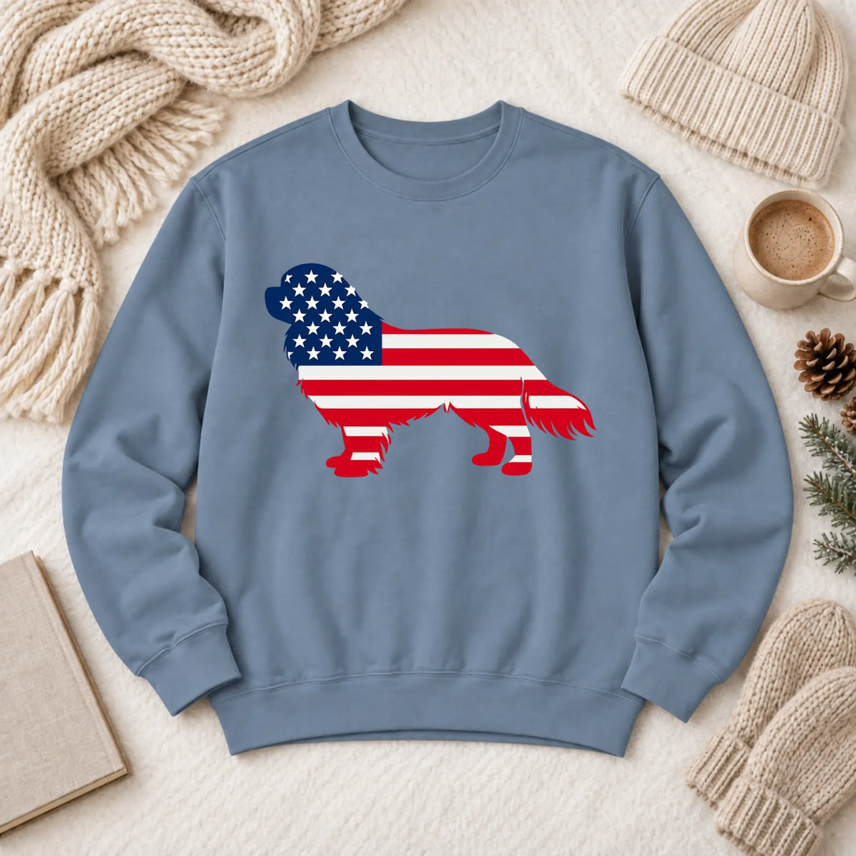 Cavalier US American Flag Silhouette Unisex Sweatshirt Blue Jean