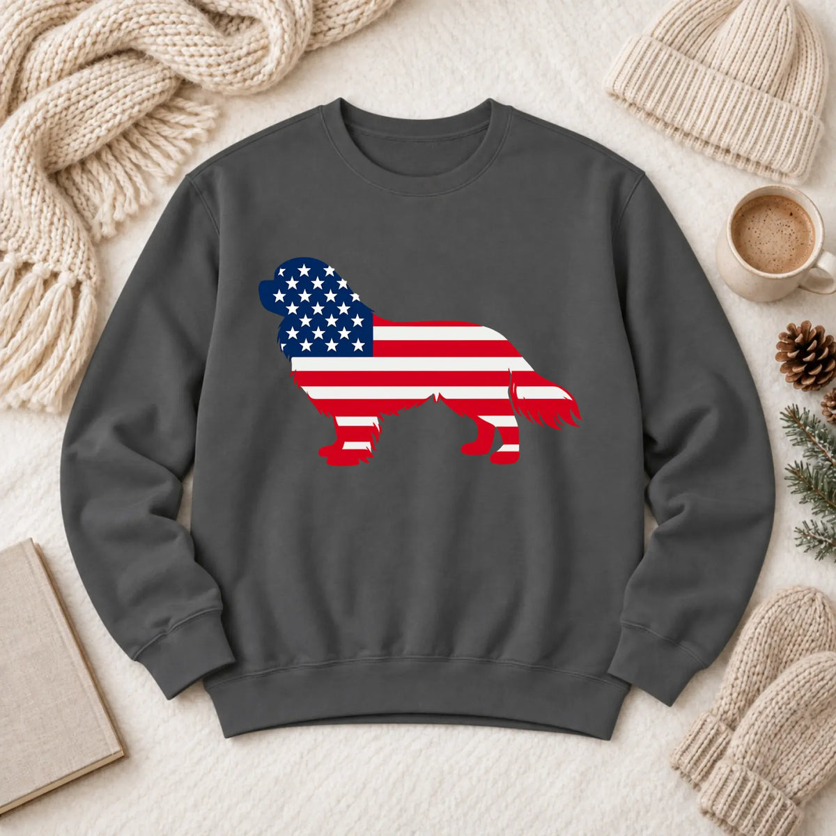 Cavalier US American Flag Silhouette Unisex Sweatshirt Pepper
