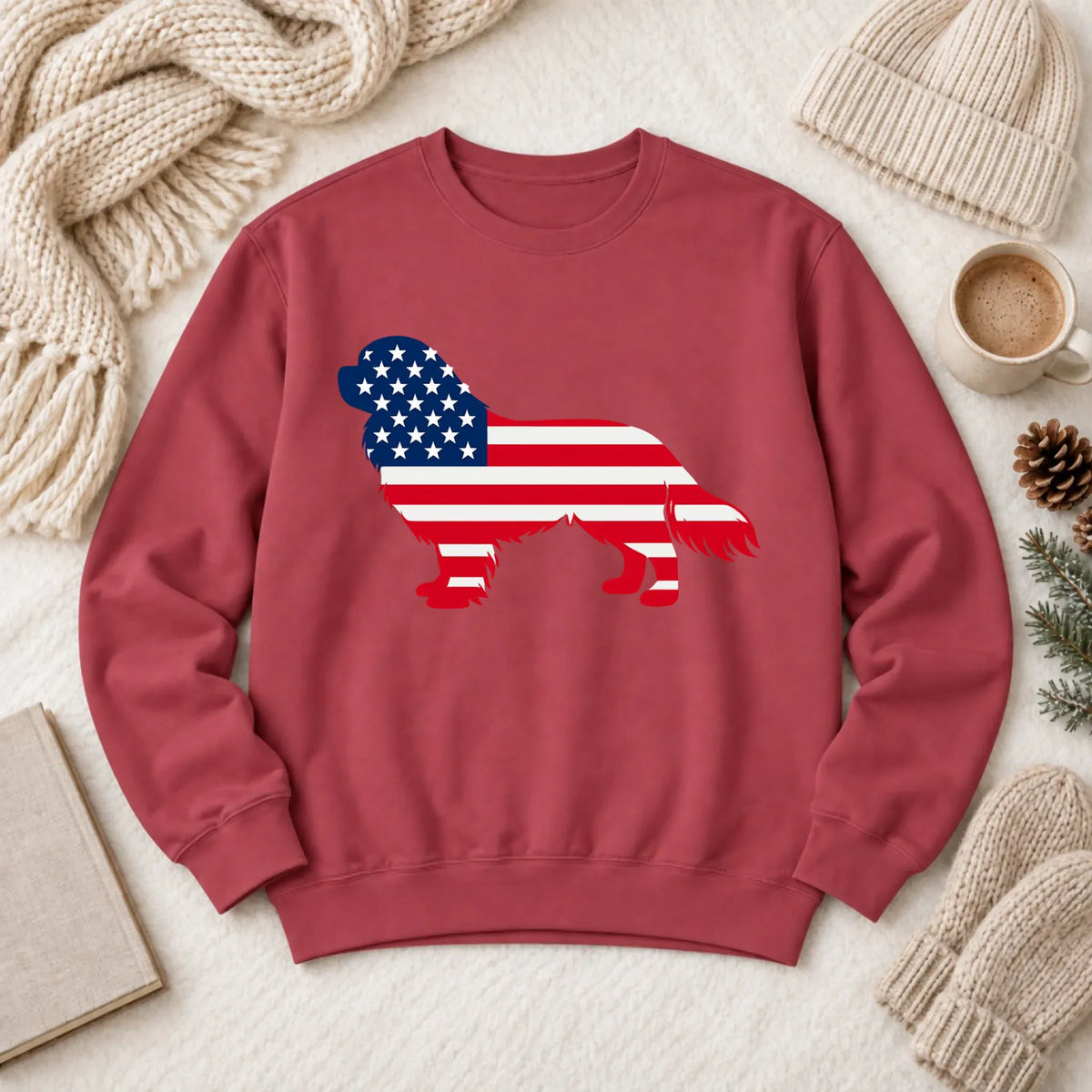 Cavalier US American Flag Silhouette Unisex Sweatshirt Crimson