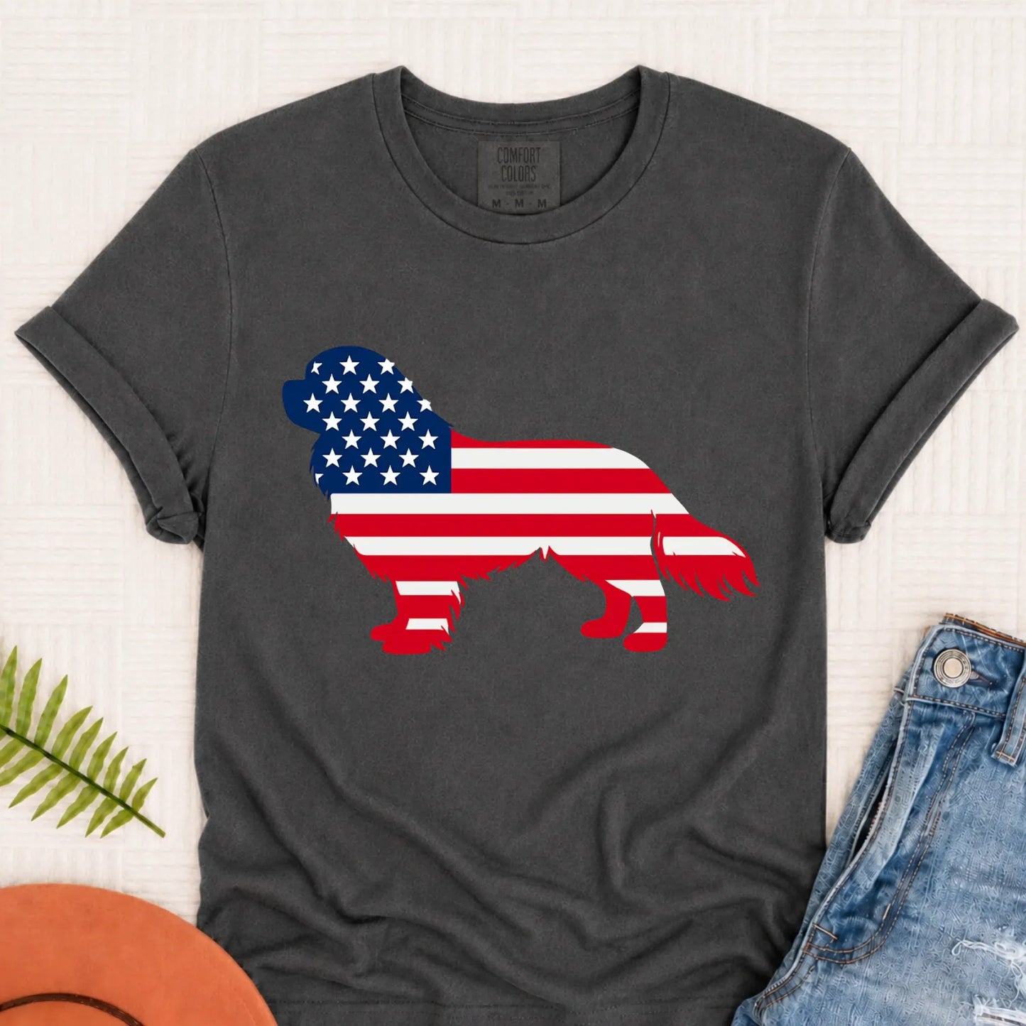 Cavalier US American Flag Silhouette Unisex TShirt Pepper