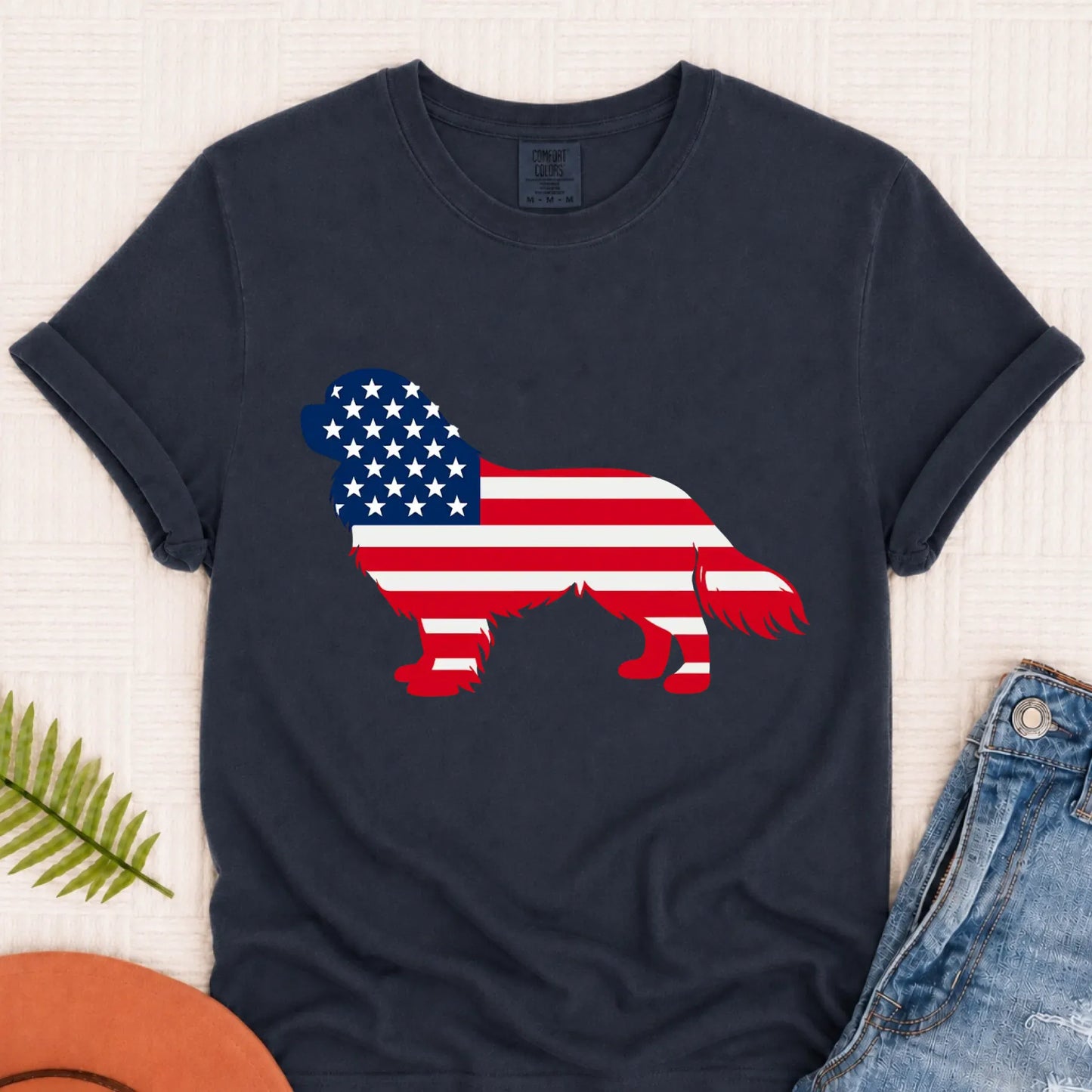 Cavalier US American Flag Silhouette Unisex TShirt Navy