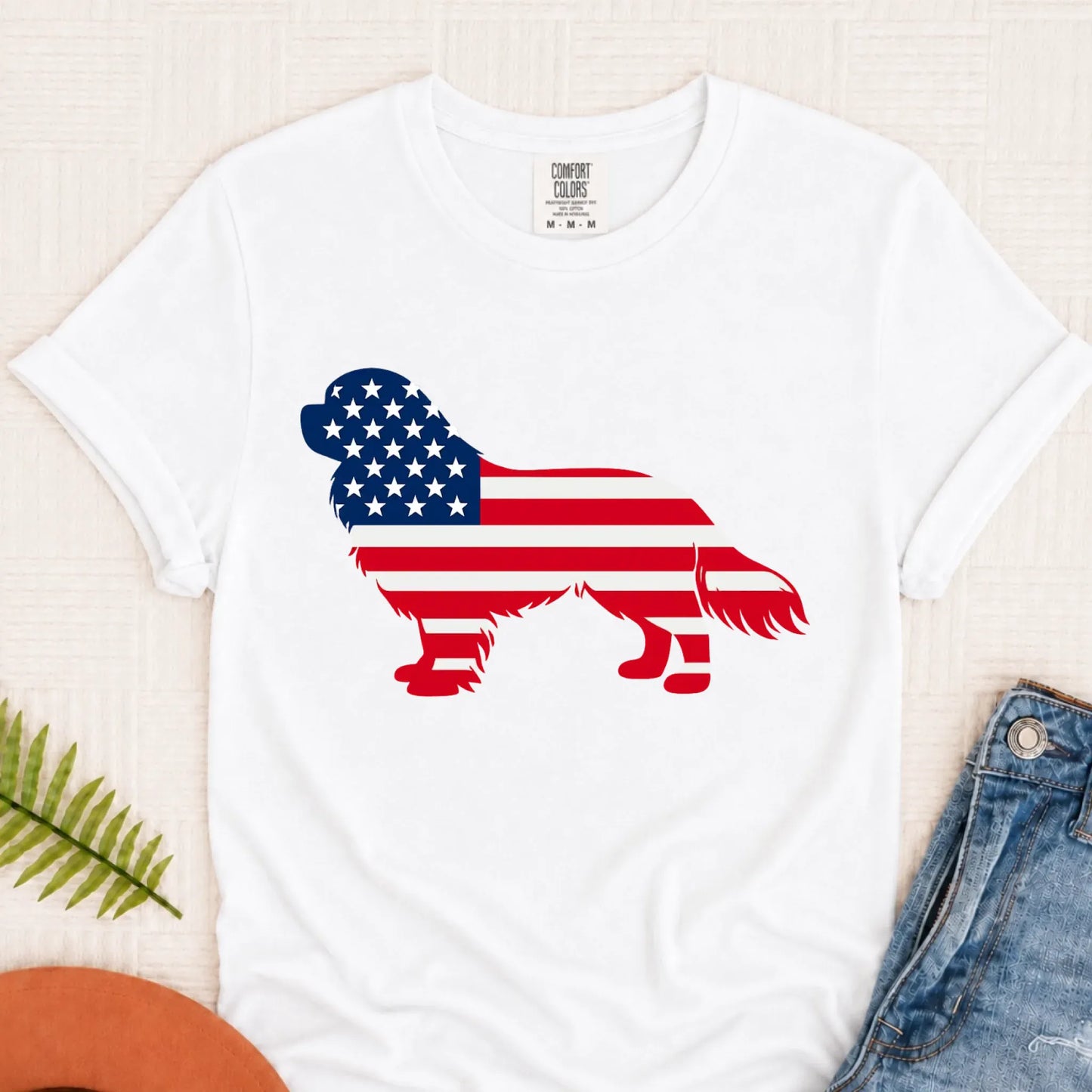Cavalier US American Flag Silhouette Unisex TShirt White