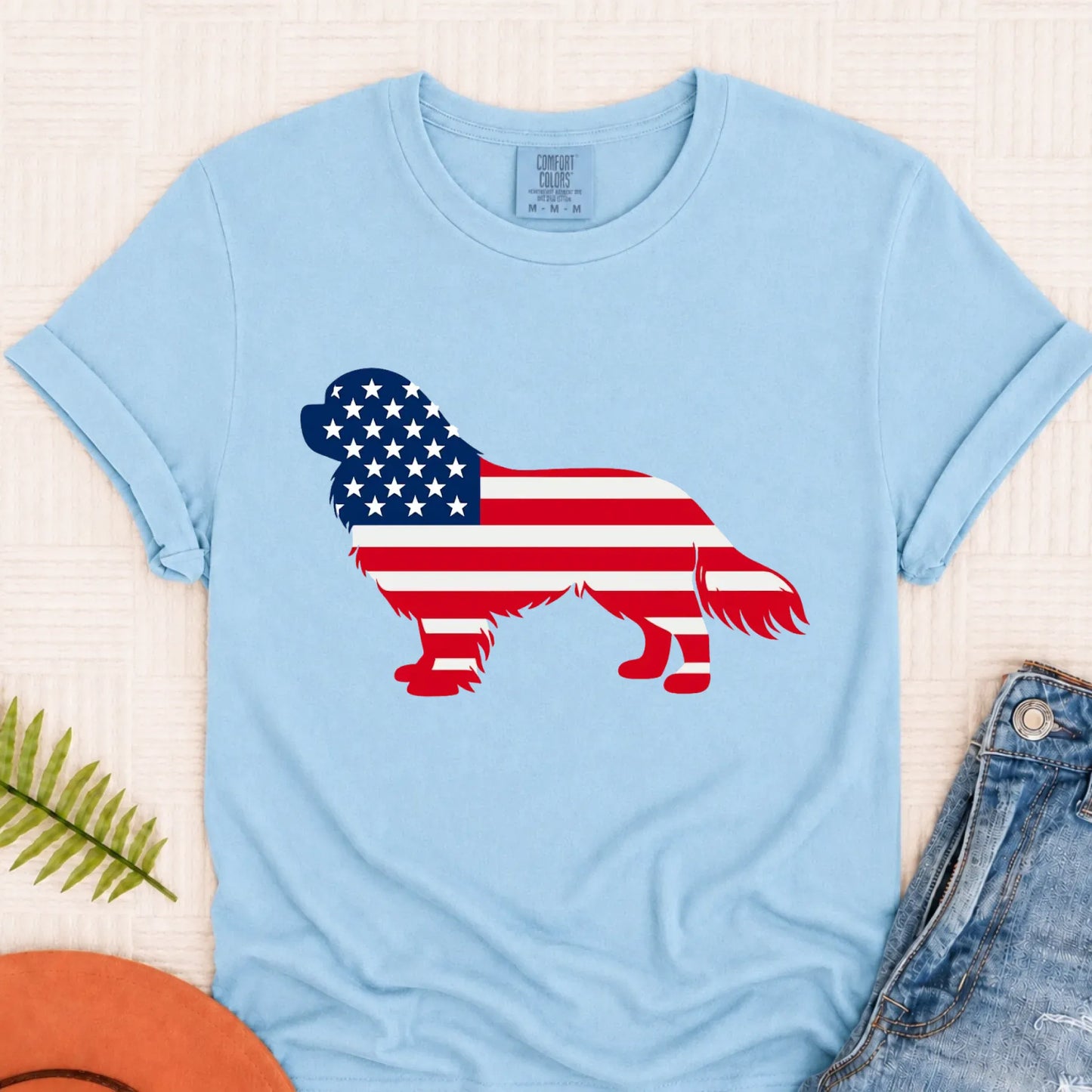 Cavalier US American Flag Silhouette Unisex TShirt Chambray