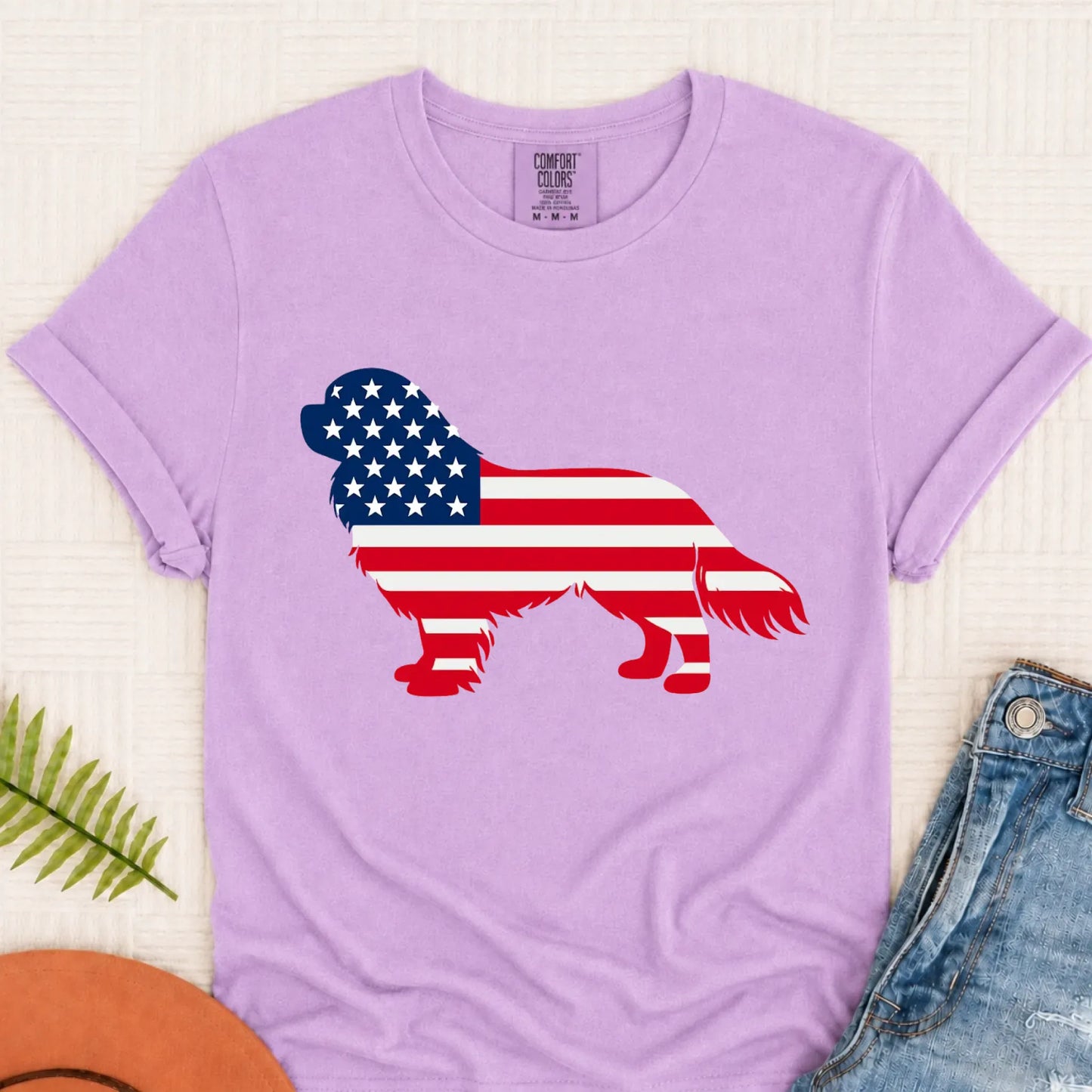 Cavalier US American Flag Silhouette Unisex TShirt Orchid
