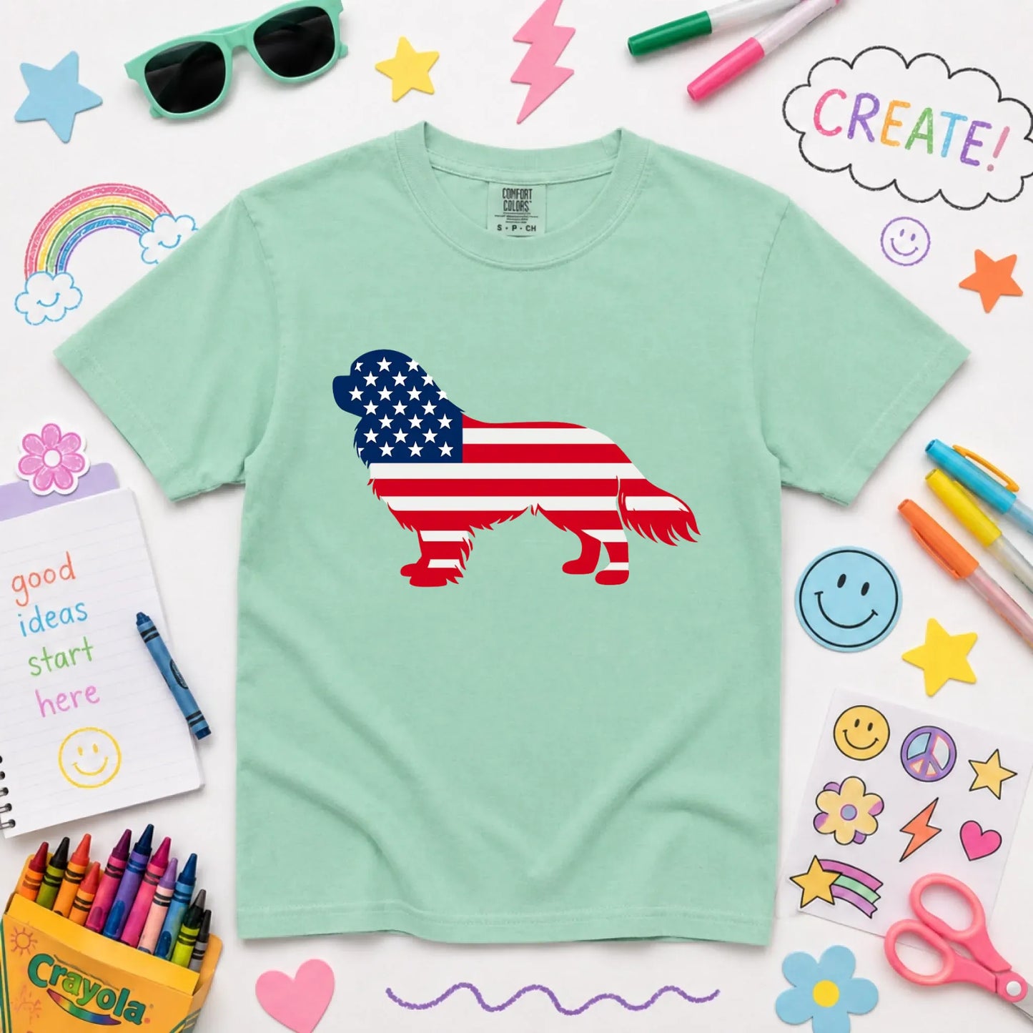 Cavalier US American Flag Silhouette Unisex YOUTH TShirt Island Reef