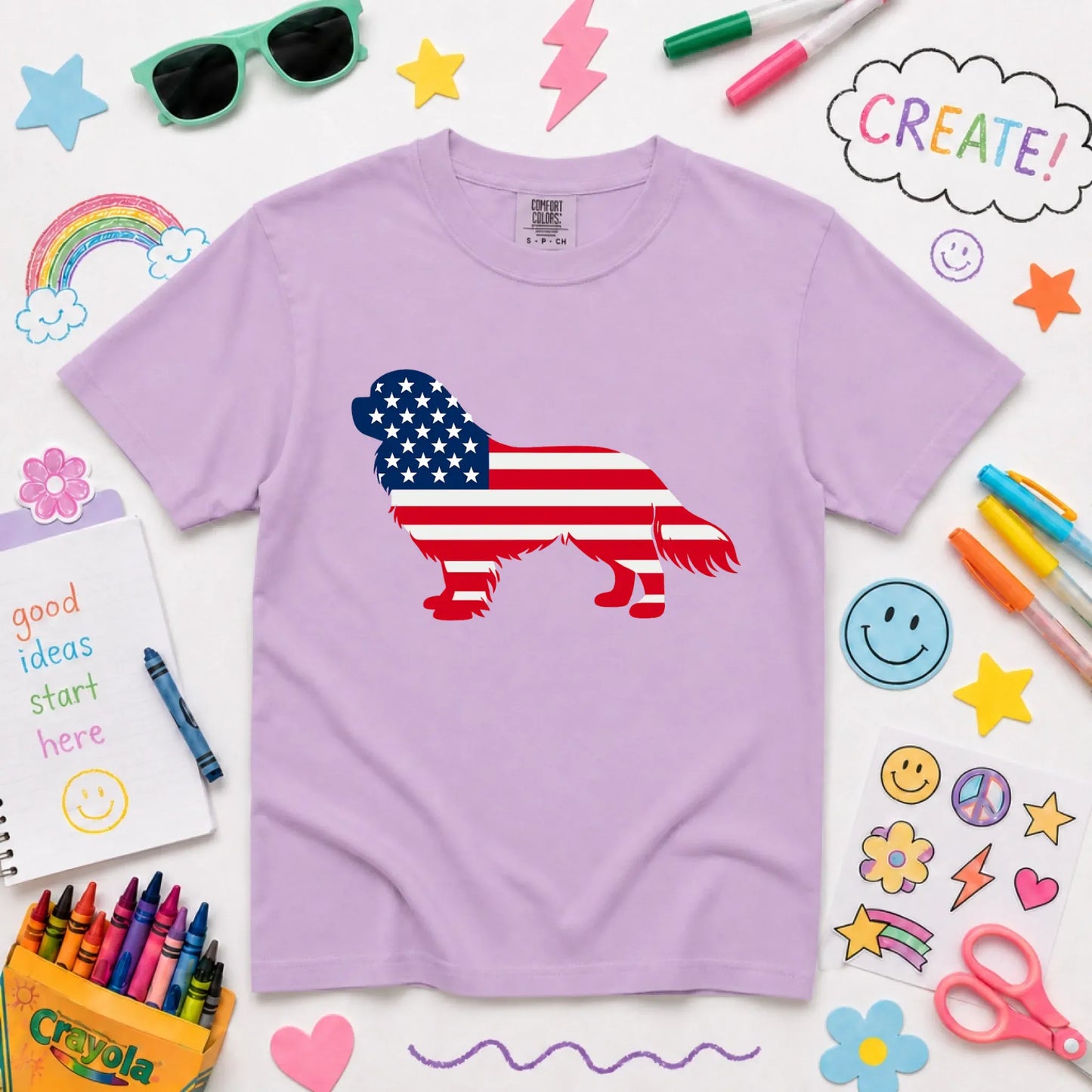 Cavalier US American Flag Silhouette Unisex YOUTH TShirt Orchid
