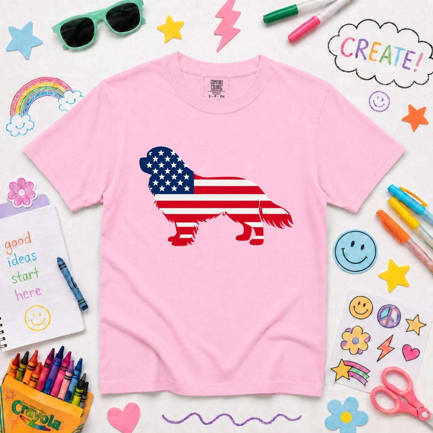 Cavalier US American Flag Silhouette Unisex YOUTH TShirt Blossom