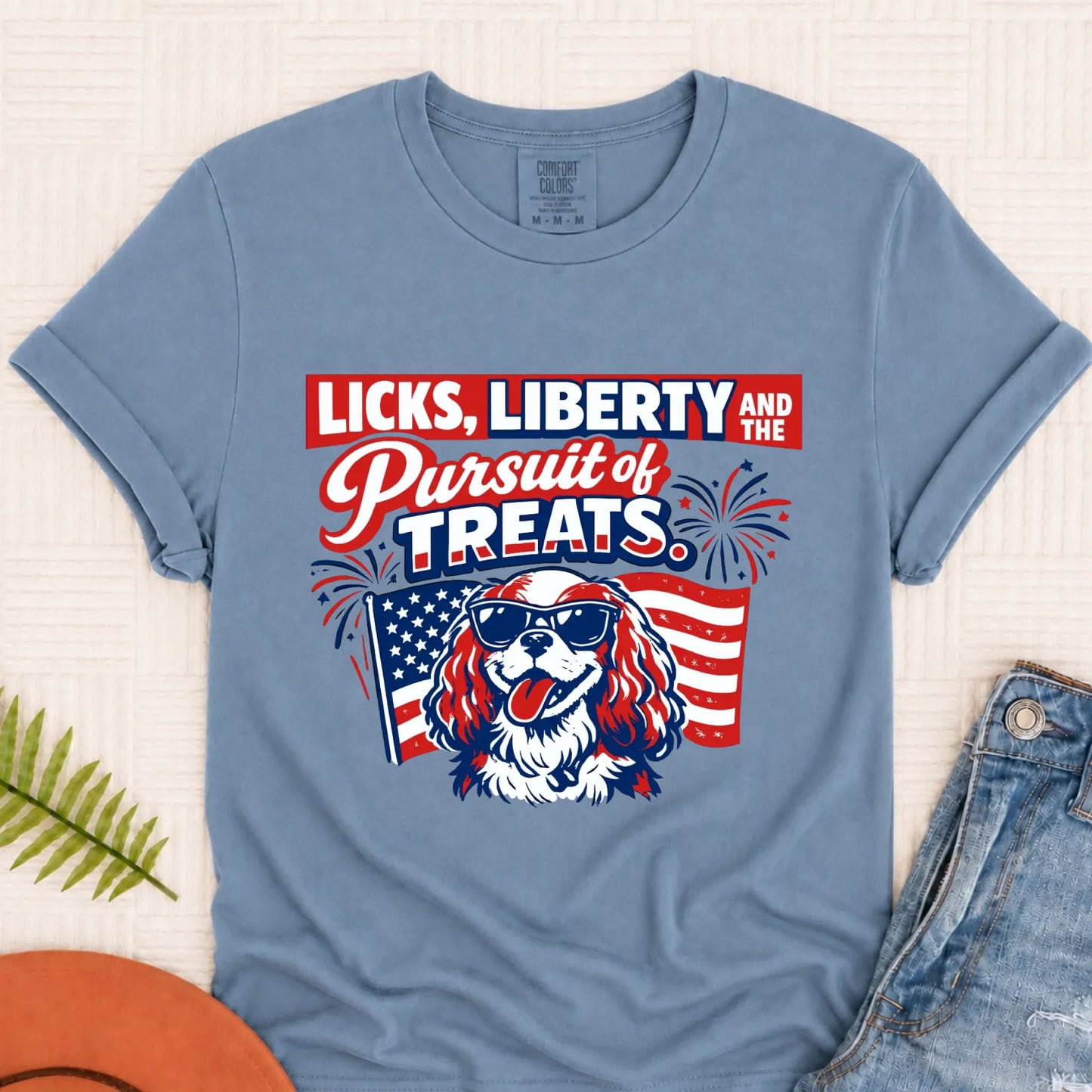 Cavalier USA Licks and Liberty Unisex TShirt Blue Jean