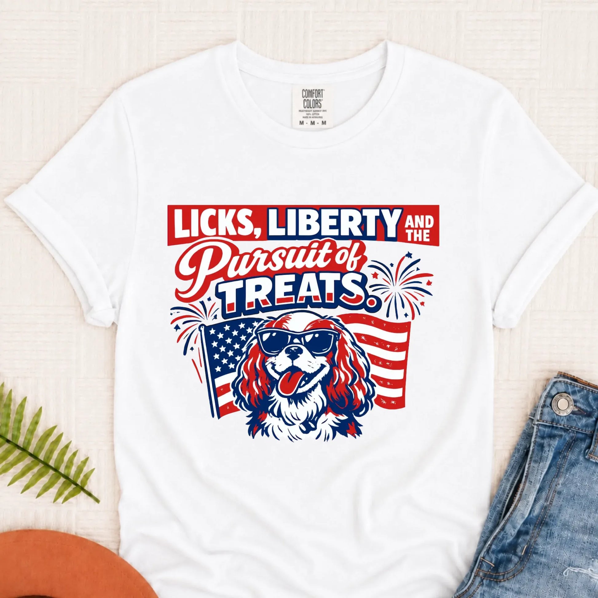 Cavalier USA Licks and Liberty Unisex TShirt White
