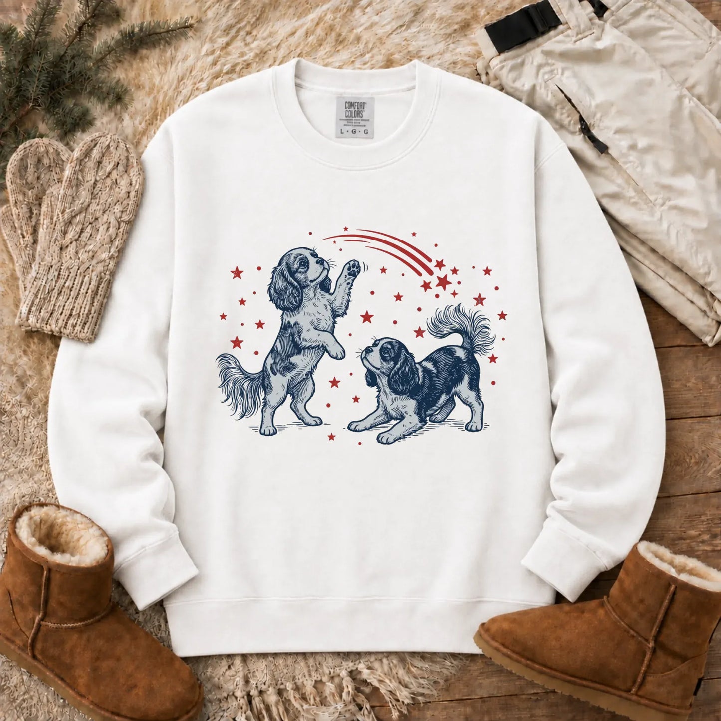Cavalier USA Stars Patriotic Unisex Sweatshirt White