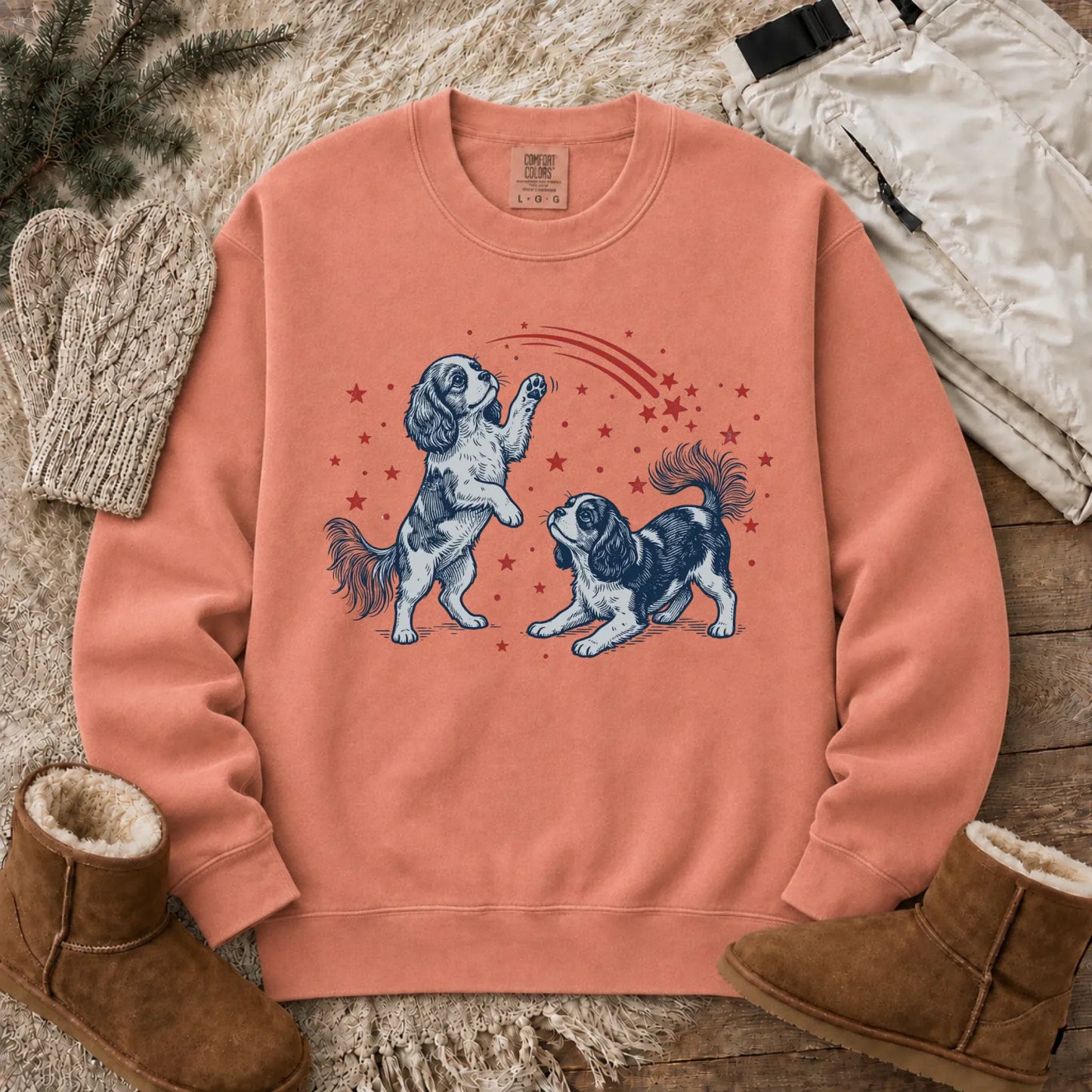 Cavalier USA Stars Patriotic Unisex Sweatshirt Terracotta