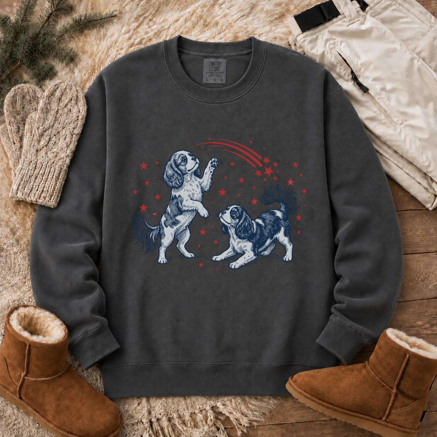 Cavalier USA Stars Patriotic Unisex Sweatshirt Pepper