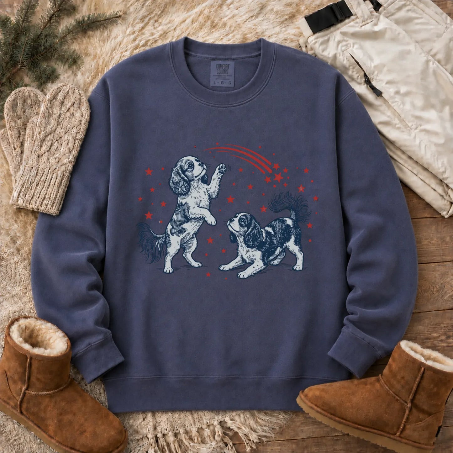 Cavalier USA Stars Patriotic Unisex Sweatshirt Denim